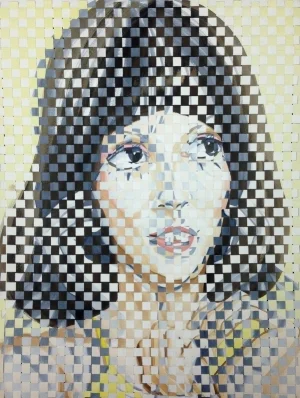 Patricia Fabricant, Woven Shelley , 2017, gouache on paper, woven, 24 x 18 inches