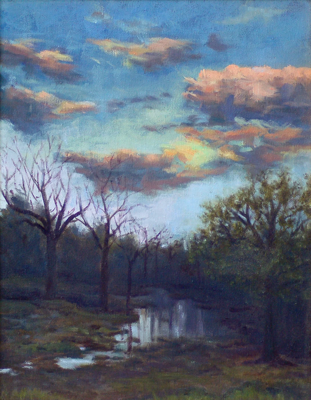 Pasture with Creek at Twilight