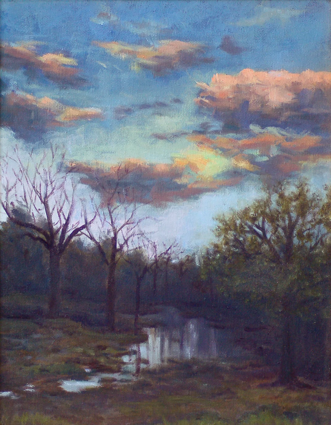 Pasture with Creek at Twilight