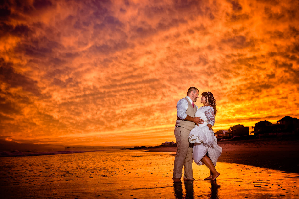  Alyssa & Corey's beautiful sunset wedding at Emerald Isle, NC 