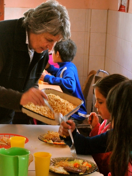 Sister Marta serving lunch