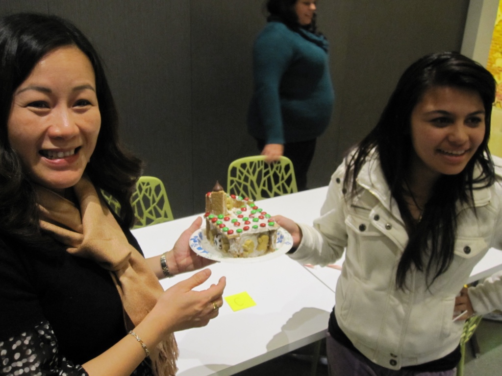  Making gingerbread houses with local teens as part of the Big Brothers, Big Sisters mentoring program 