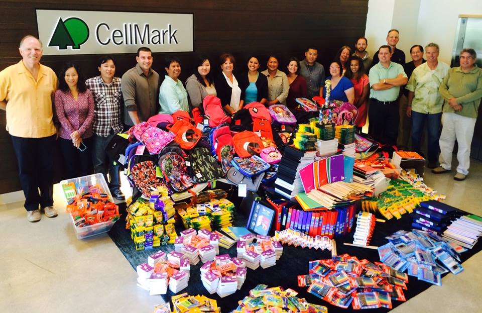  The CellMark Novato group with the incredible volume of school supplies they gathered in 2014 