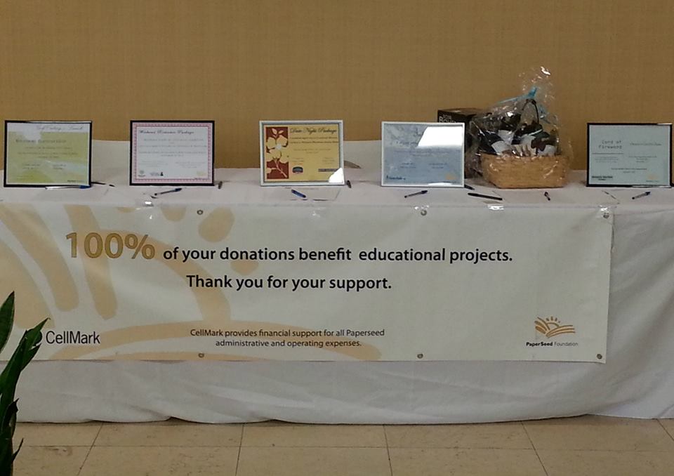  The silent auction table at the Feed the Need fundraiser 