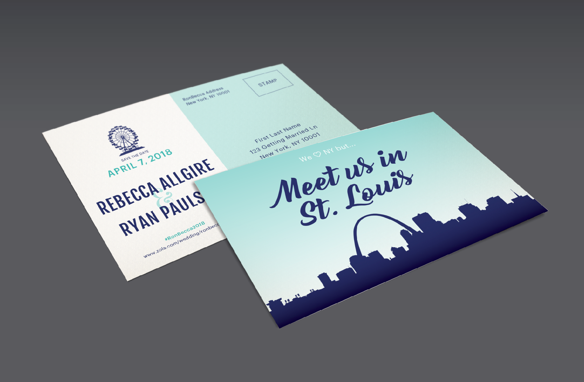  Custom save-the-dates for some close friends that live and work in NYC, but got married in St. Louis. 