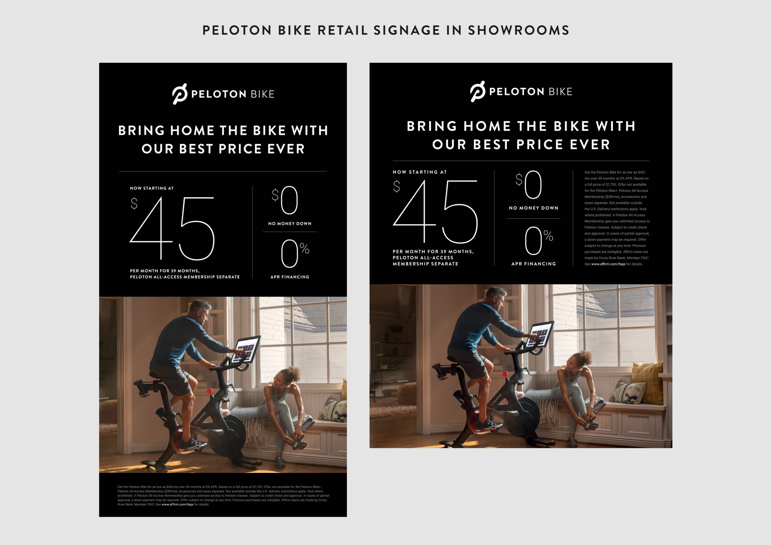 It was the strategy at the time of launch to only display financing numbers for the Original Peloton Bike.