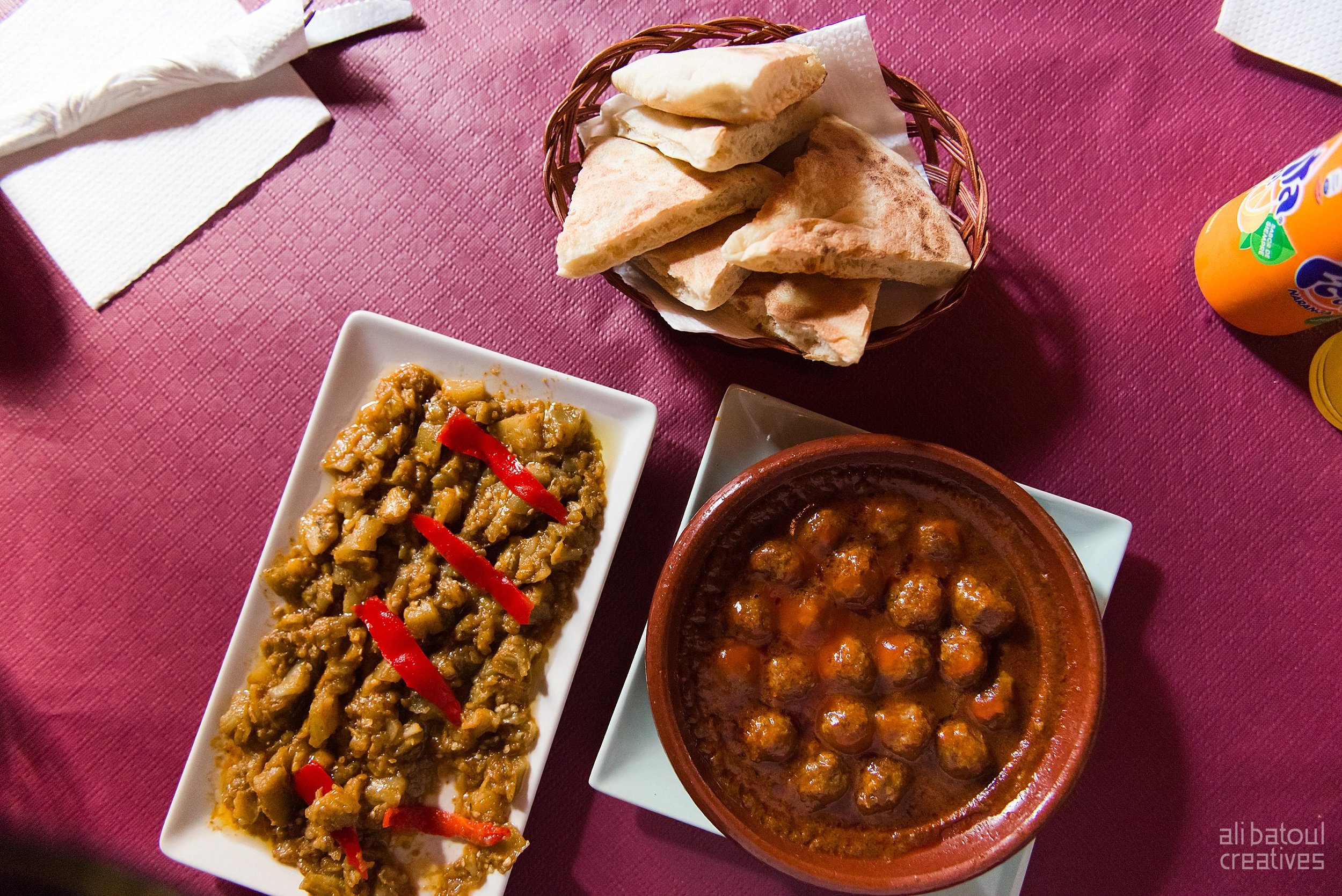  Our favourite meal throughout the whole trip turned out to be a traditional Moroccan dish of meat balls and another eggplant, lick-your-lips vegetarian dish. 