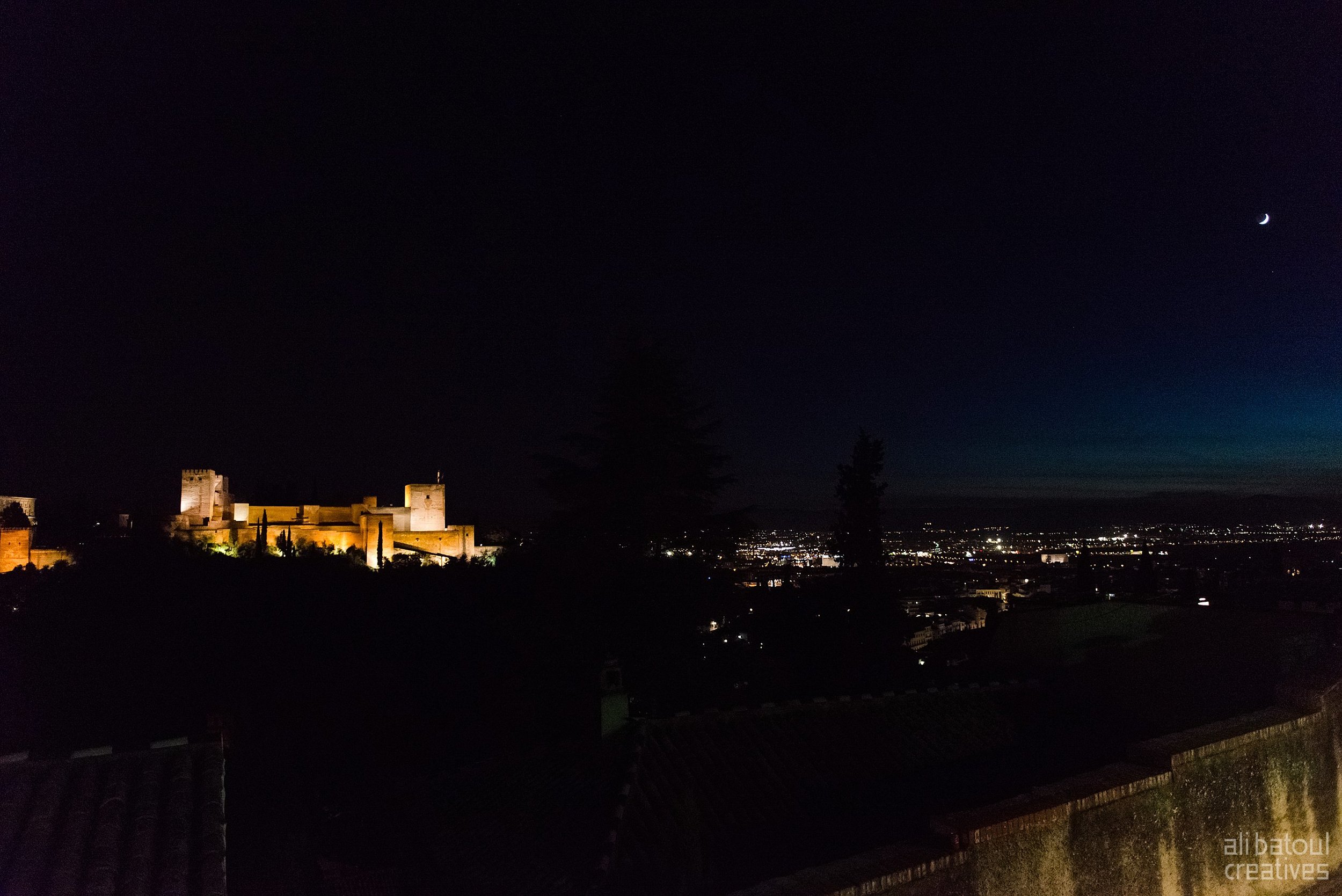  Views of Alhambra after blue hour. 