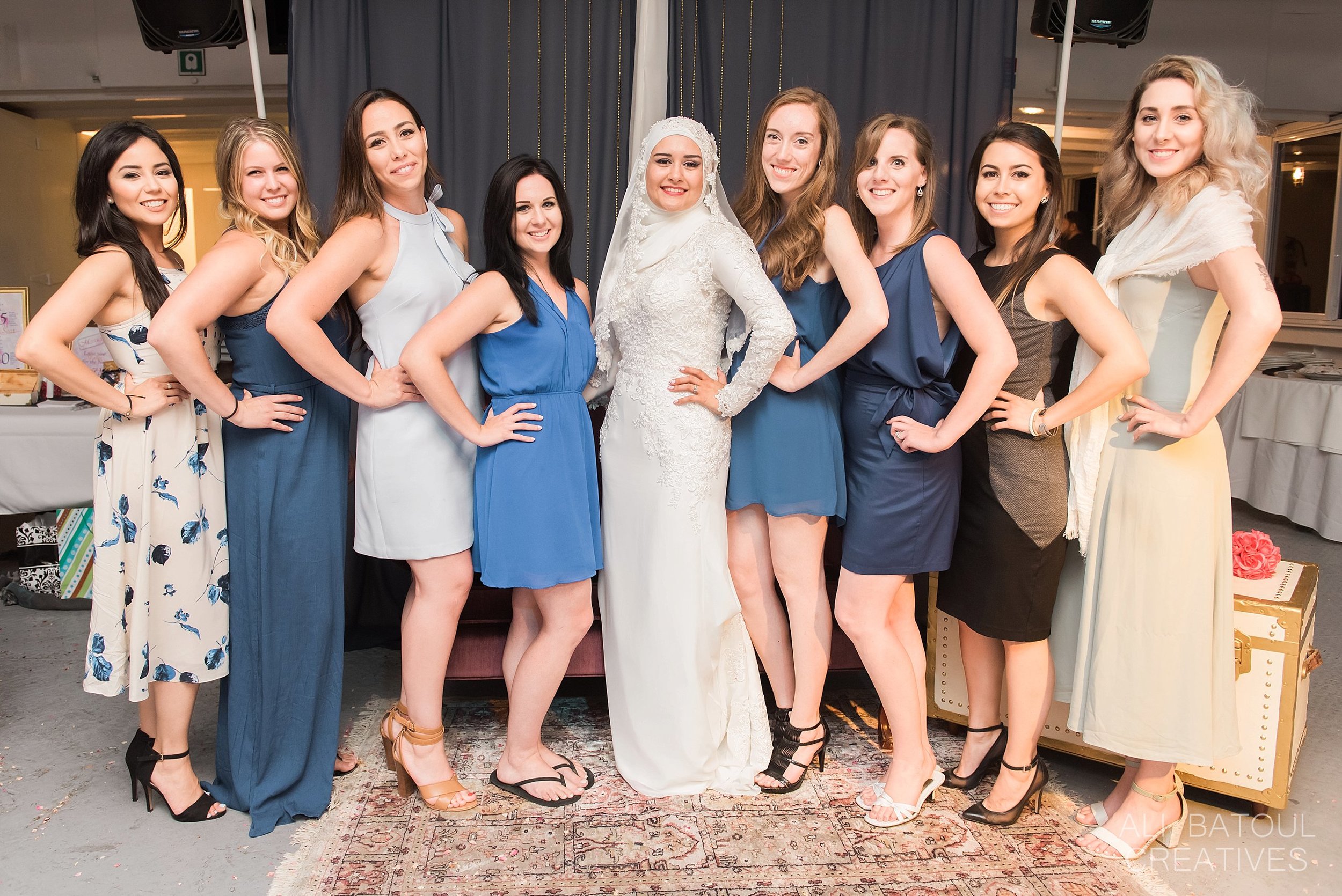  These girls could have totally been Hanan's bridesmaids with their mismatched blue tones! &nbsp; 
