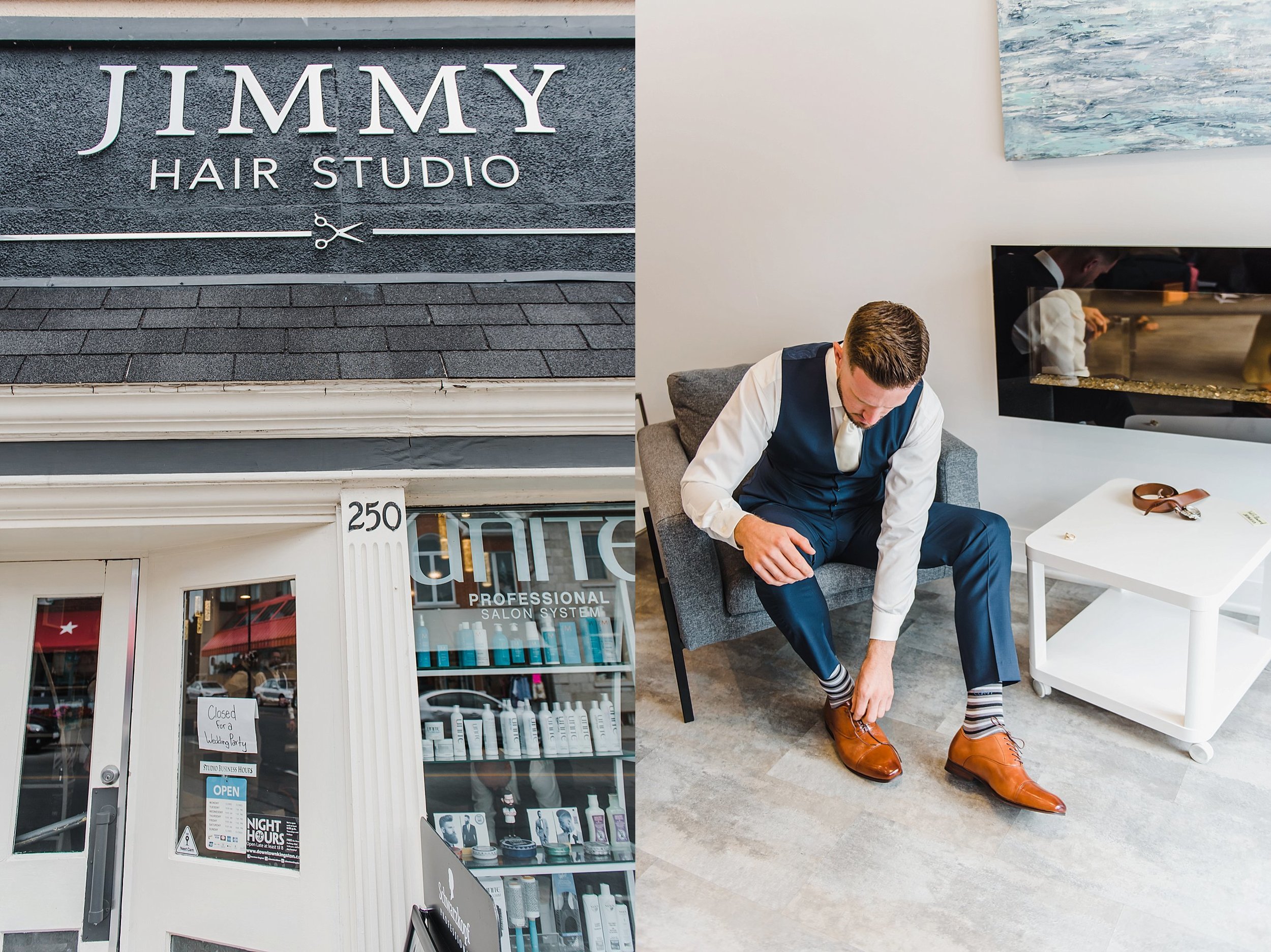  We loved how the guys got ready at their local barber shop, Jimmy Hair Studio.   