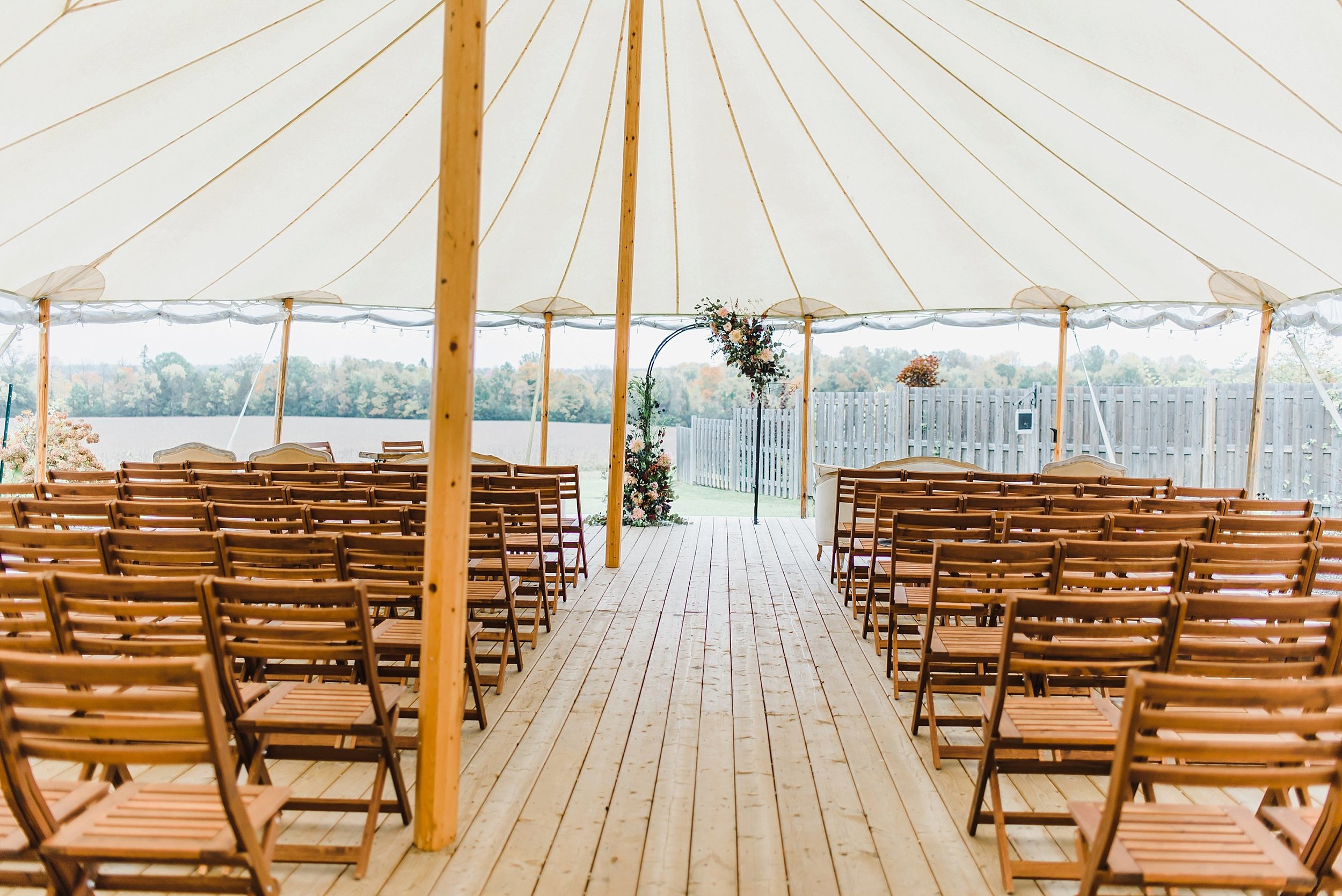  The day was calling for rain, so a tent was set up outdoors. 