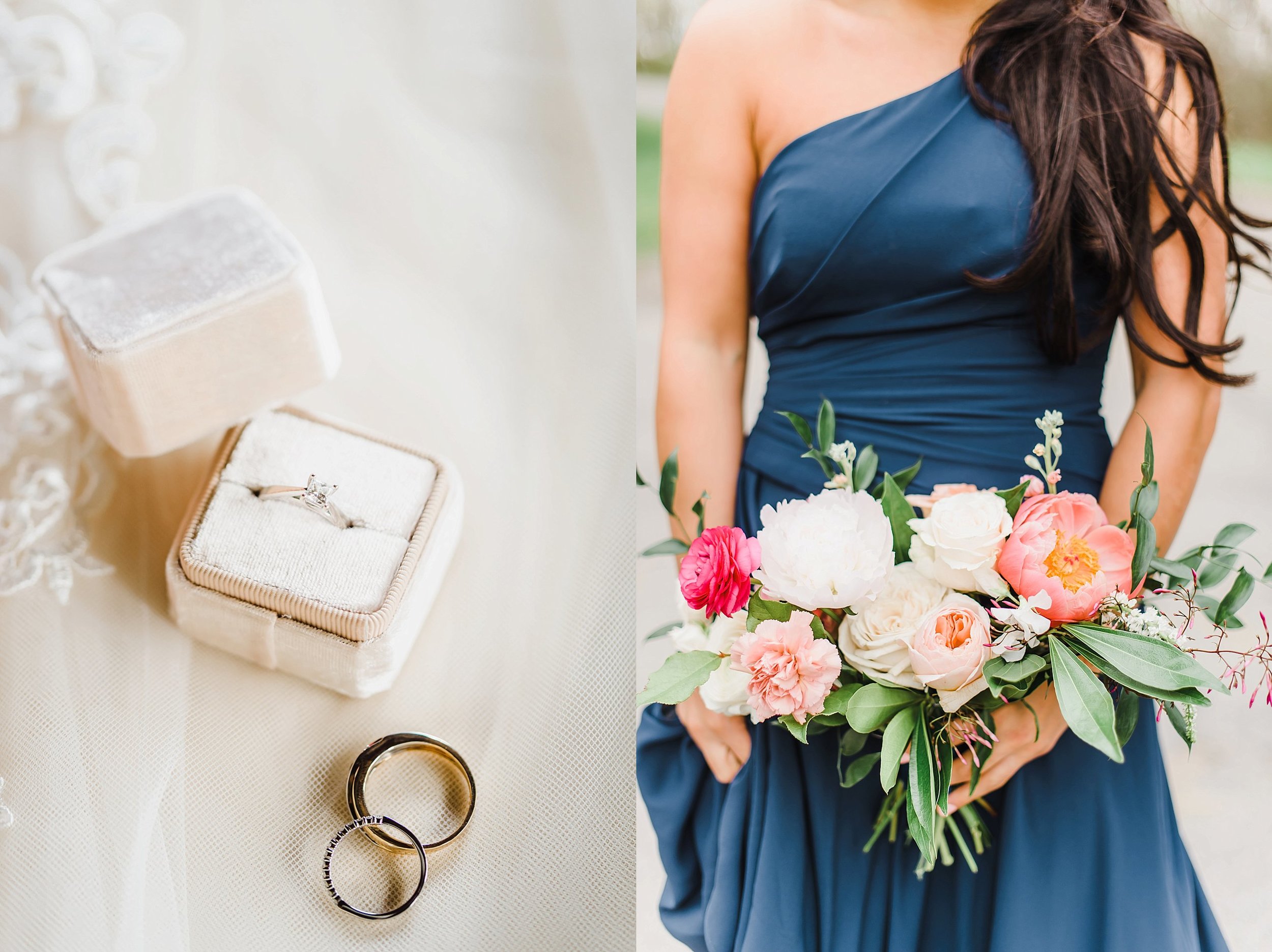  The combination of deep, navy blue with soft and bright spring florals was such a distinguishing touch to the overall romantic feel of the day.  Thanks to Frid Events for designing and executing this gorgeous look! 