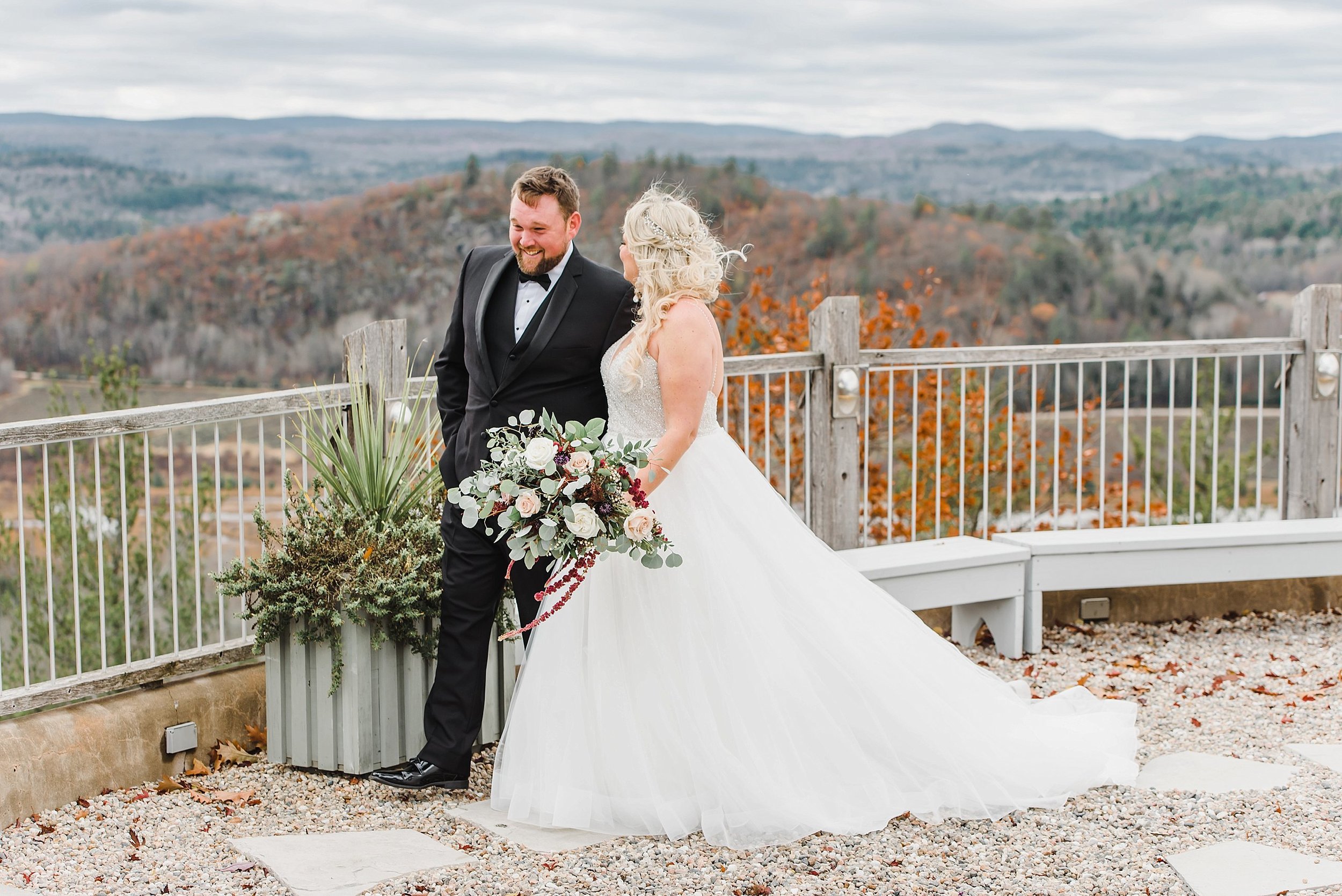  We scheduled lots of time for their first look and bride-groom photos.  Because of this, they had an opportunity to take a ‘warm-up’ break in between.  The wind was chilling, but they were so good at working through the weather together! 