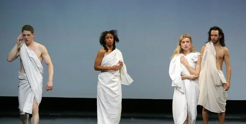   A Midsummer Night's Dream  by William Shakespeare, directed by Julie Taymor.  “Of the four, only Helena (Mandi Masden) seems to be an actual young woman, unconstrained by category. [Taymor] allows the spurned girl the production’s only moment of fu