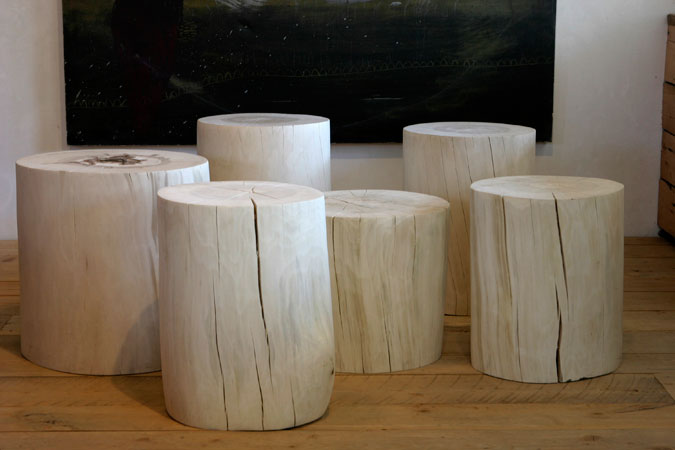 Stump Stools Side Tables Fair, Bleached Wood Side Table