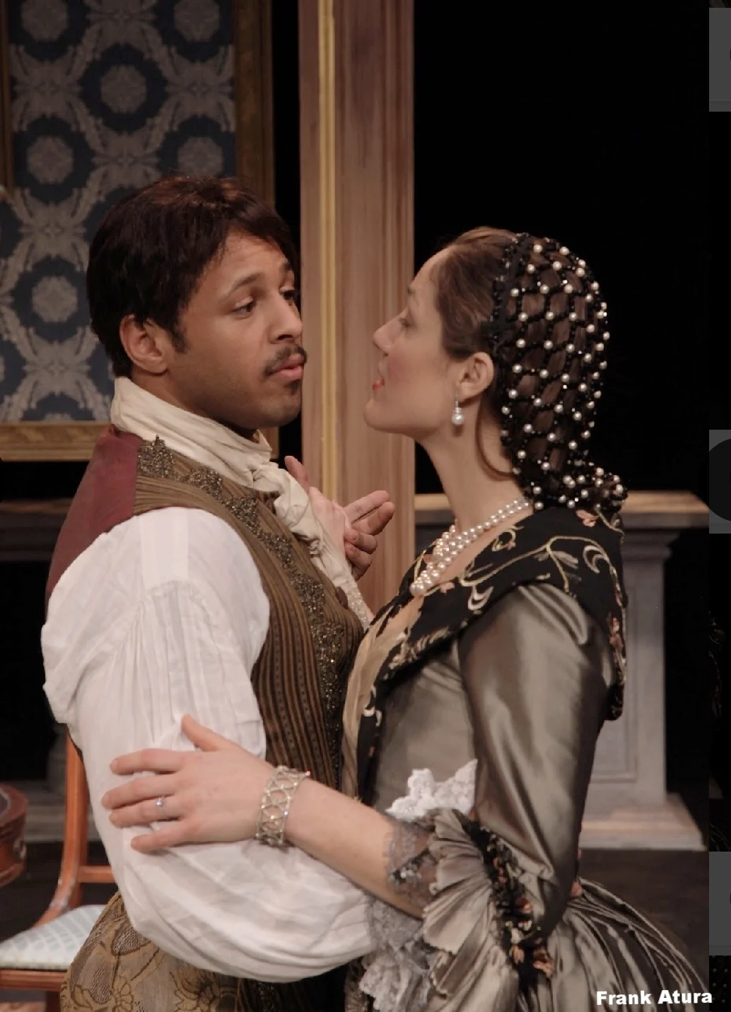 Olivia Osol as The Countess and Andy Hardaway as The Count in the Asolo Conservatory production of The Rehearsal.
