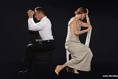 Olivia Osol as Jocasta and Andy Hardaway as Oedipus in the Asolo Conservatory production of Oedipus.