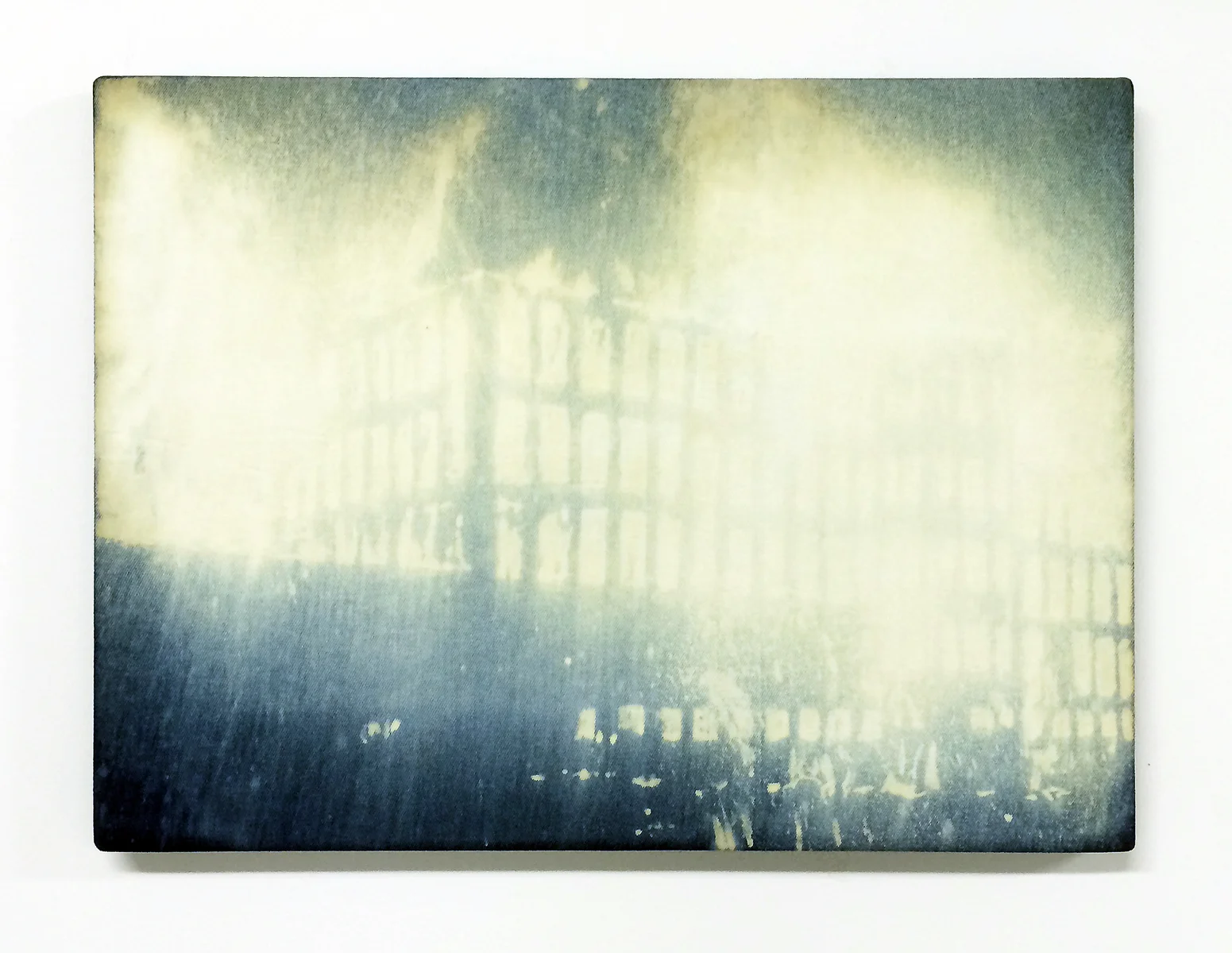 Mill, 2014 Bleach on denim 18 x 24 inches