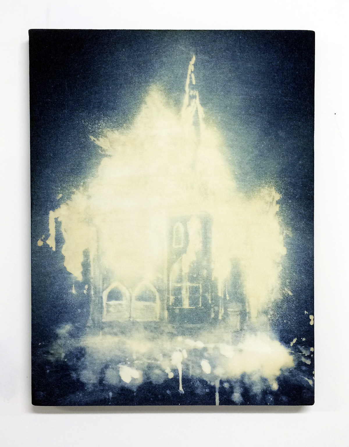   Church,  2014  Bleach on denim 18 x 24 inches 