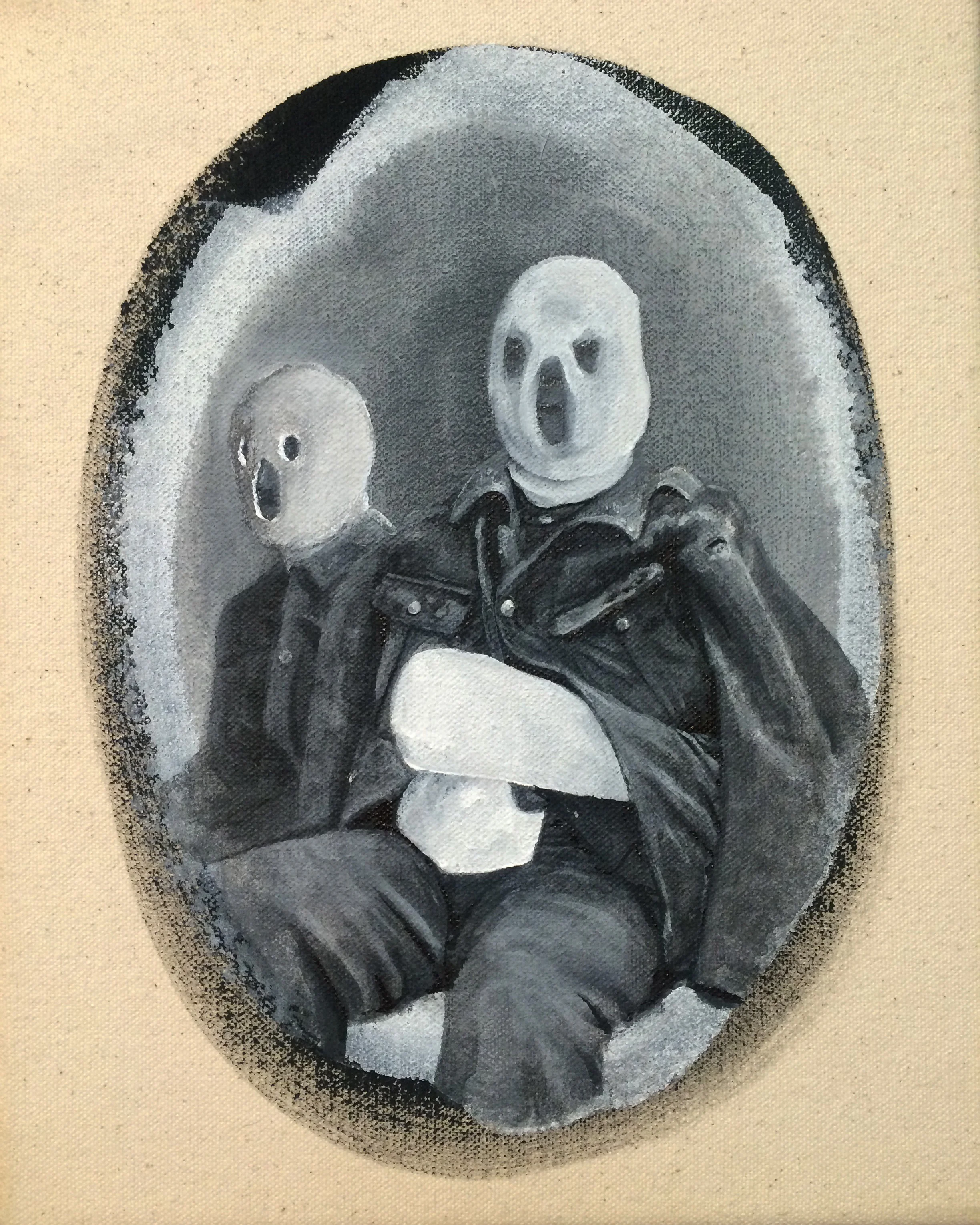 from Atlas : Gas/Mask, 2016 Gesso on canvas 8 x 10 inches