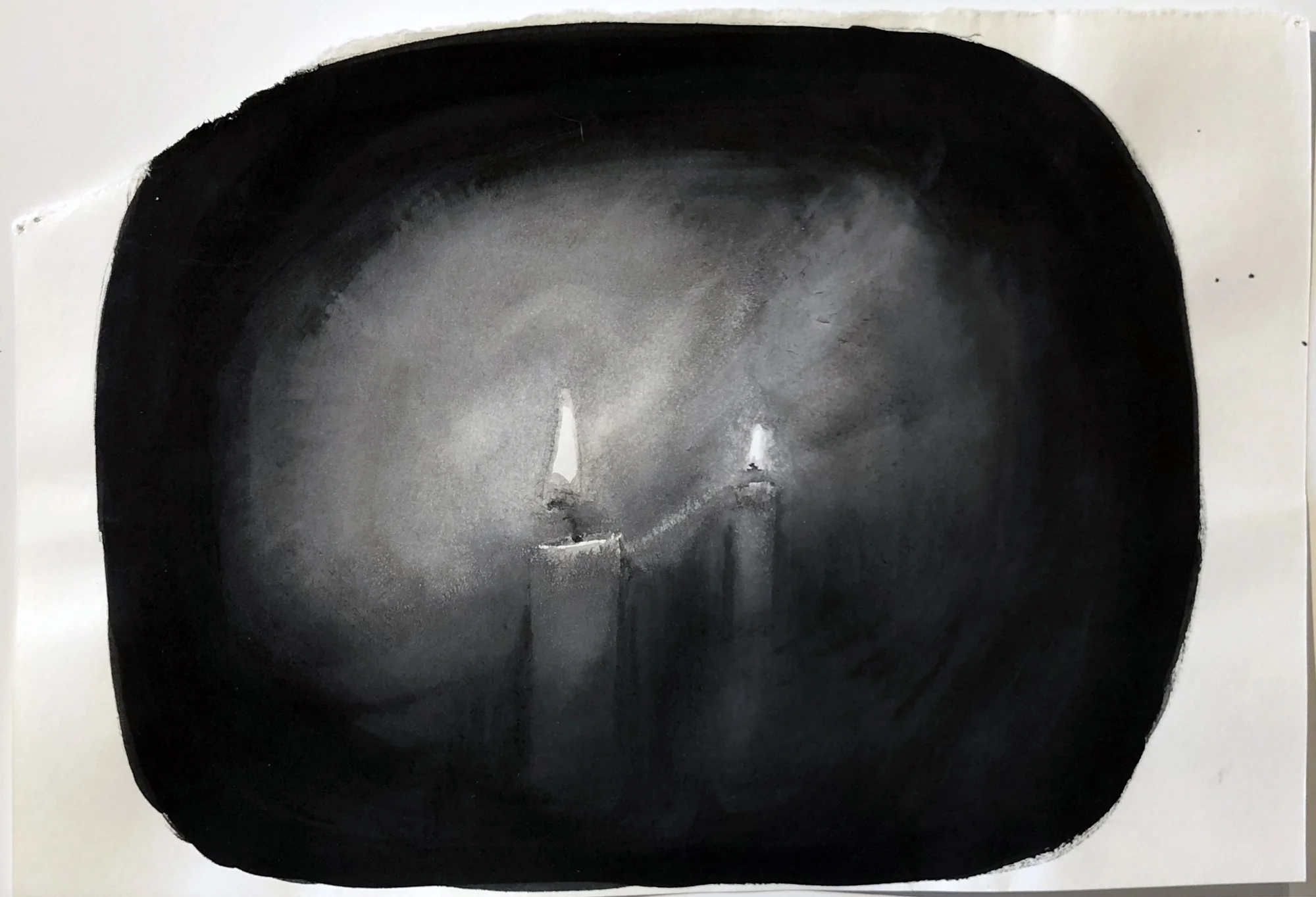 Untitled , 2018 Black gesso on paper 8 x 11.5 inches