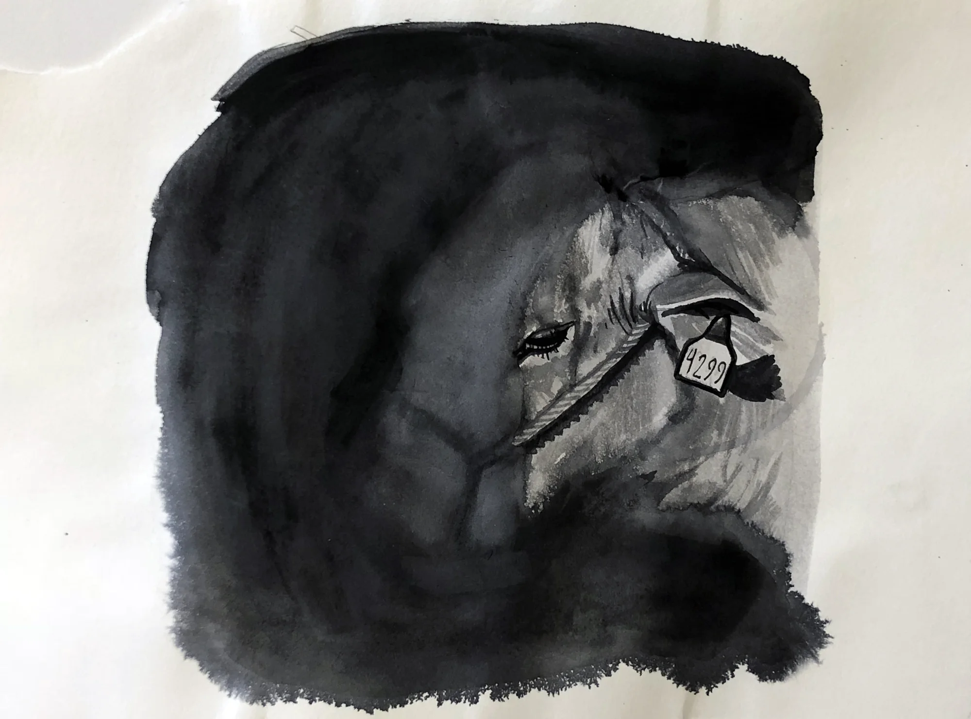Untitled , 2018 Black gesso on paper 8 x 11.5 inches