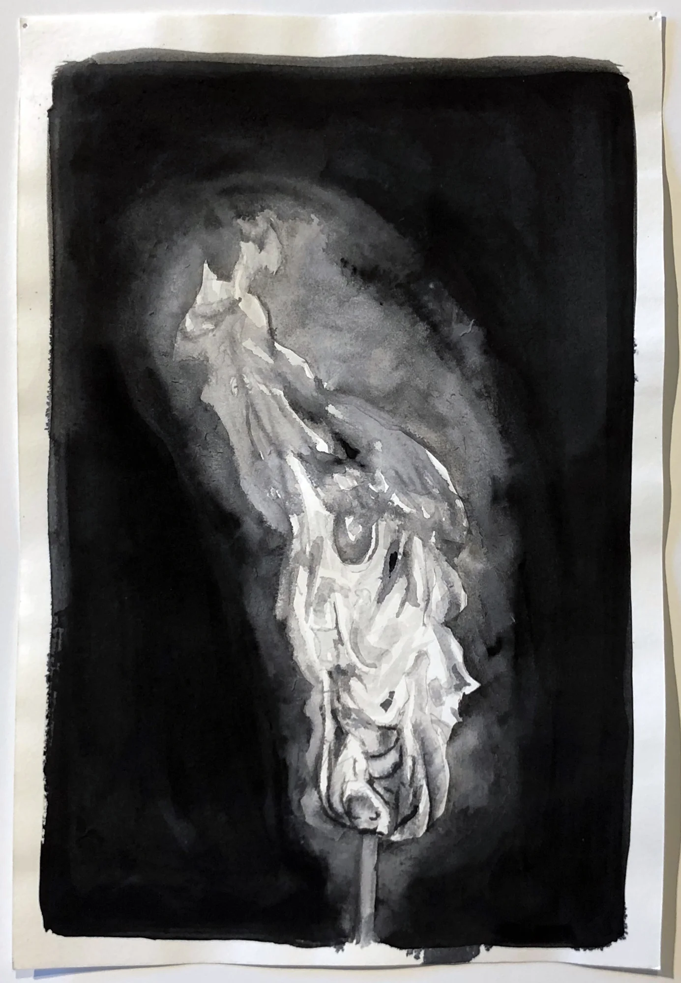 Untitled , 2018 Black gesso on paper 8 x 11.5 inches
