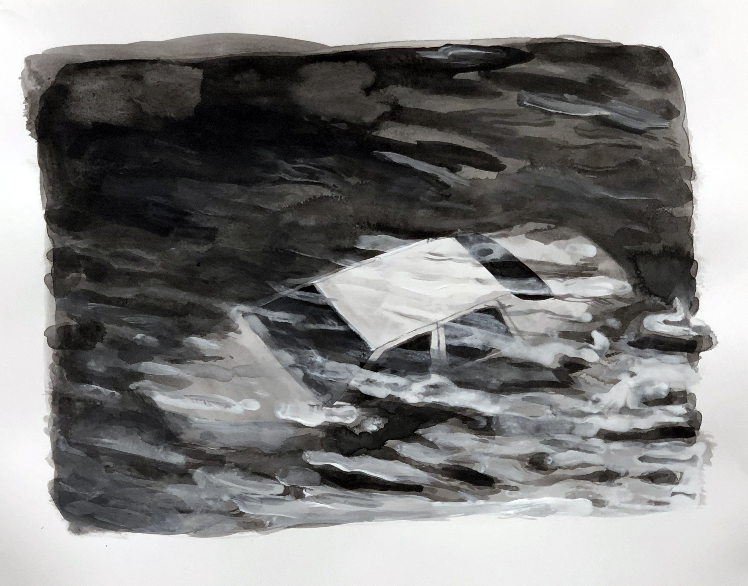   Untitled (Houston) , 2019 Black gesso on paper 11 x 14 inches (28cm x 35cm) 