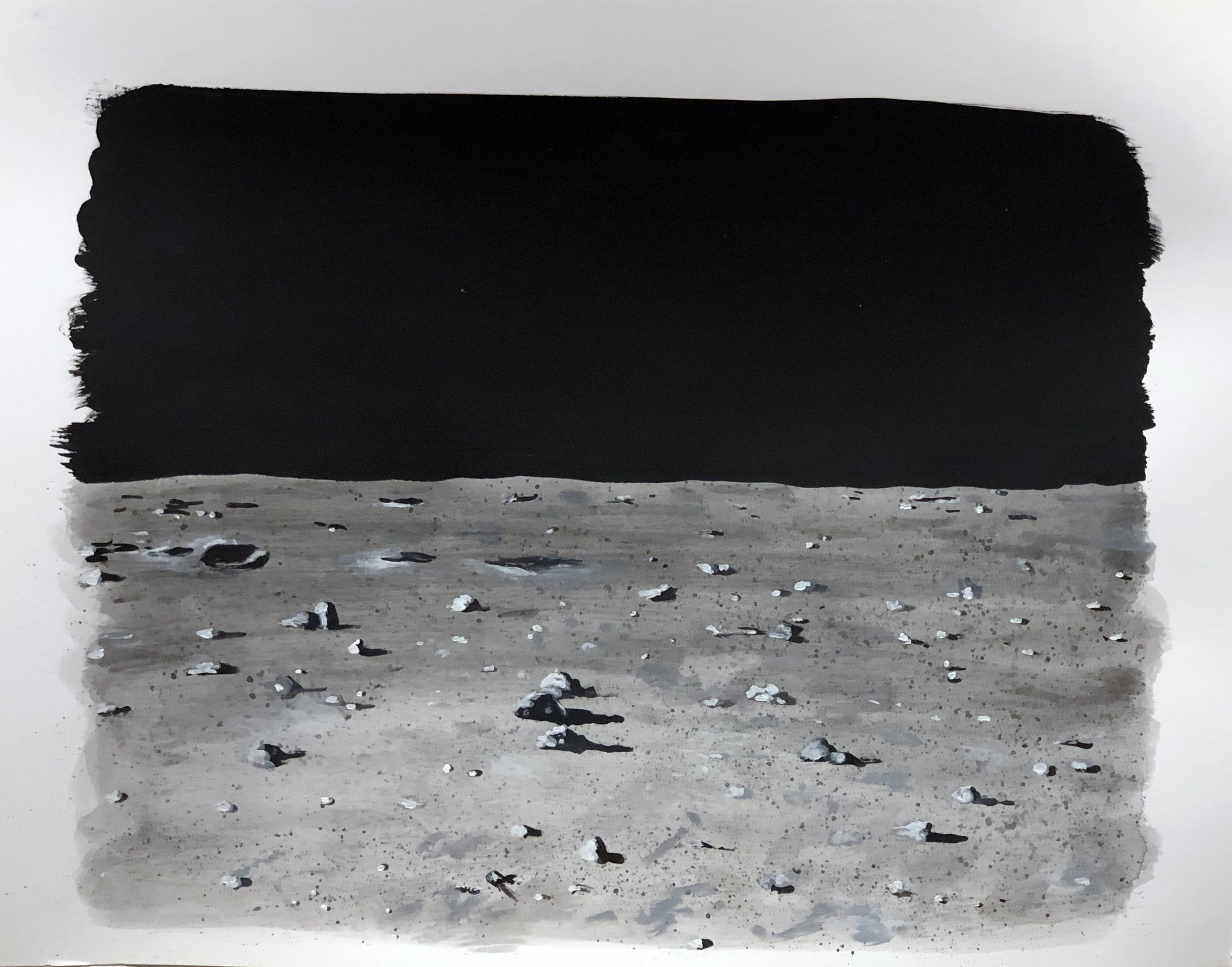   Untitled (Moon),  2019 Acrylic and black gesso on paper 11 x 14 inches (28cm x 35cm) 