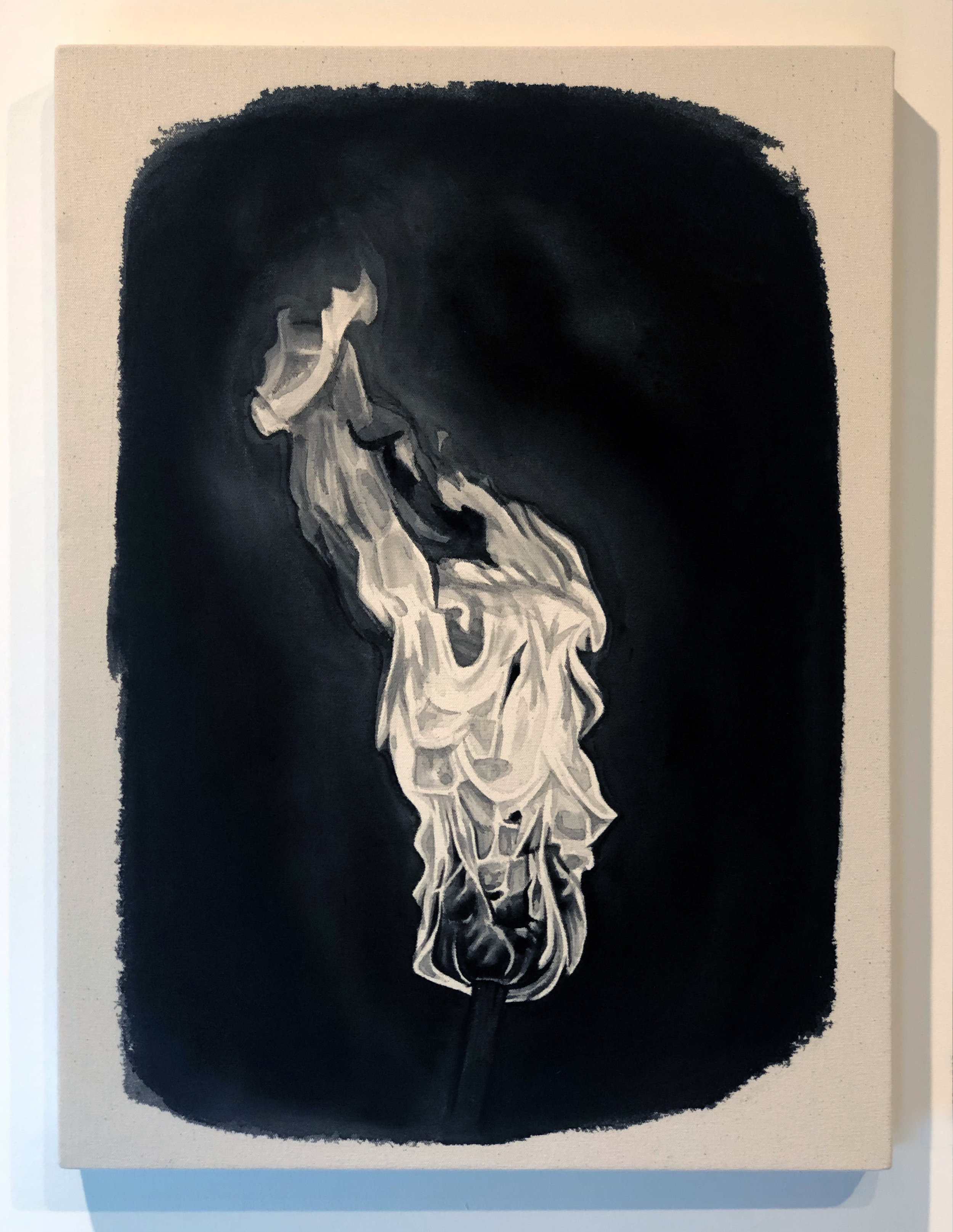   Torch,  2019 Black gesso on canvas 23.75 x 17.75 inches (60.3cm x 45cm) 