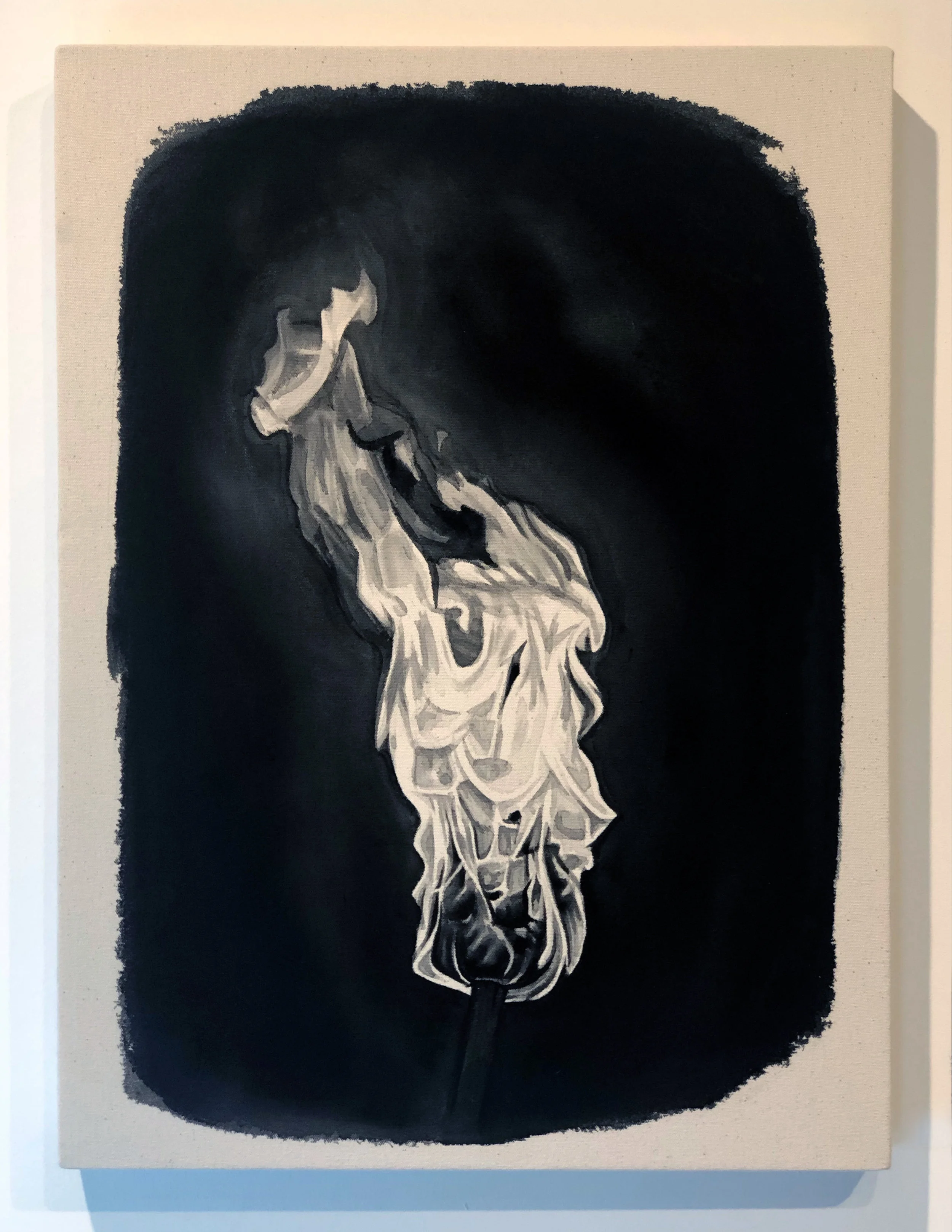 Torch, 2019 Black gesso on canvas 23.75 x 17.75 inches (60.3cm x 45cm)