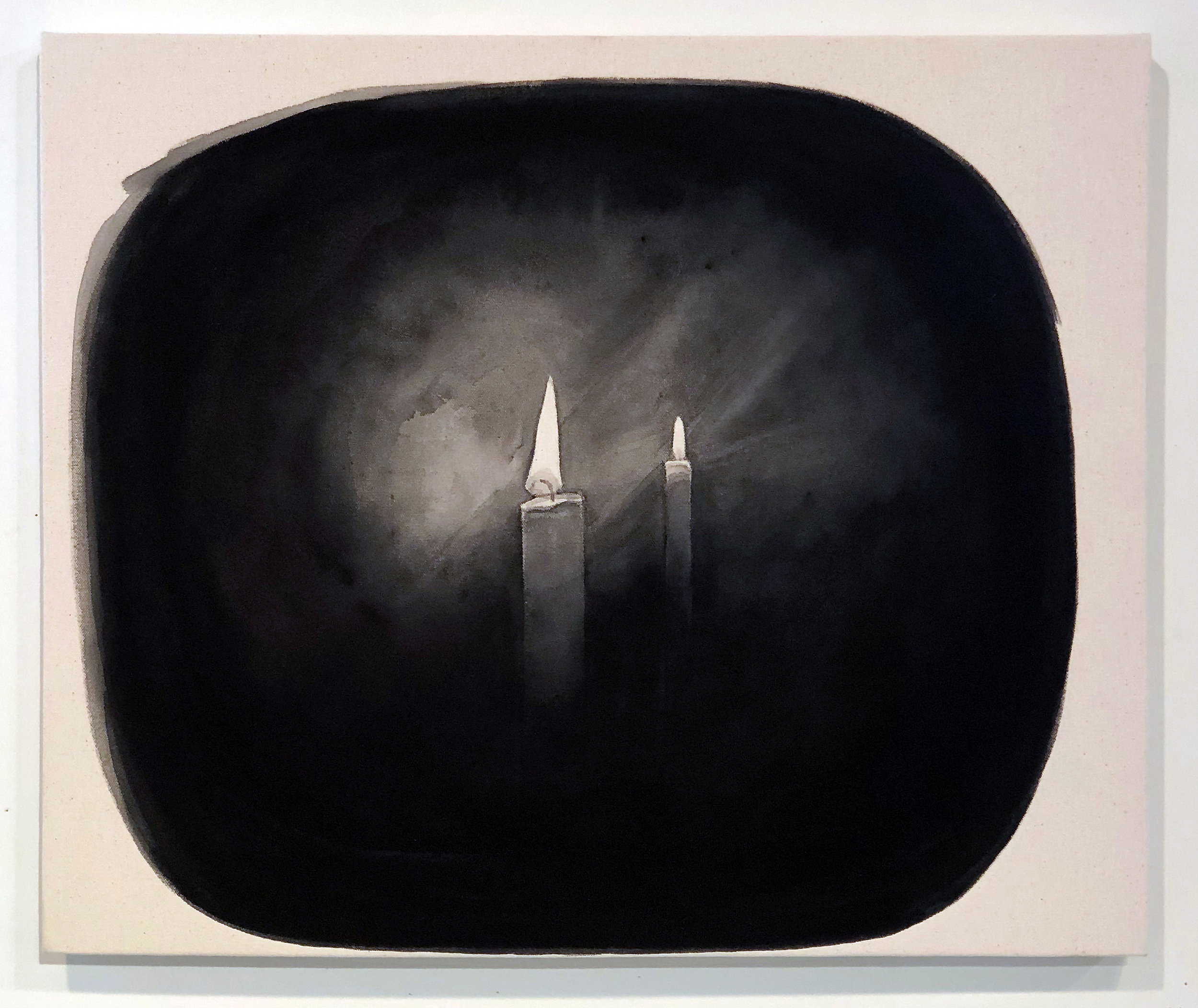   Candles (at Felix’s, Greenpoint),  2019 Black gesso on canvas 23.5 x 19.5 inches (59.7cm x 49.5cm) 