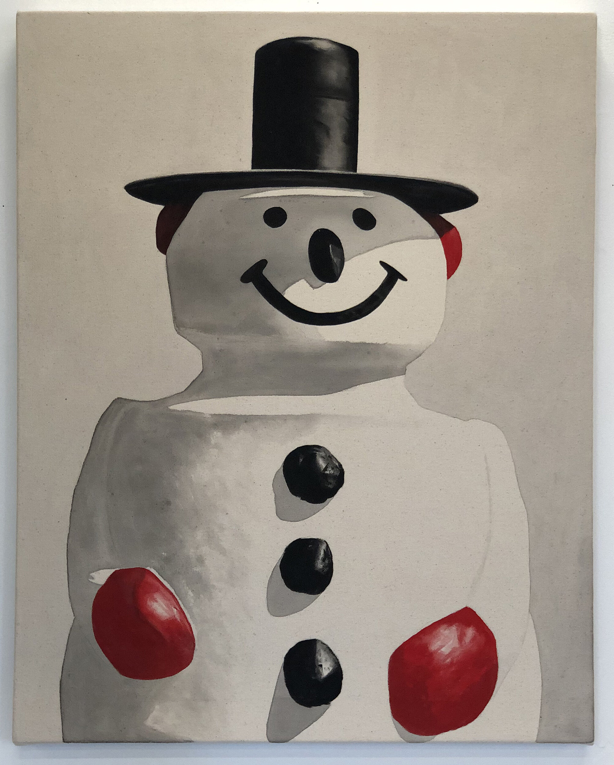   Snowman (II) , 2020 Black gesso and acrylic on canvas 24 x 30 inches (61cm x 76cm) 