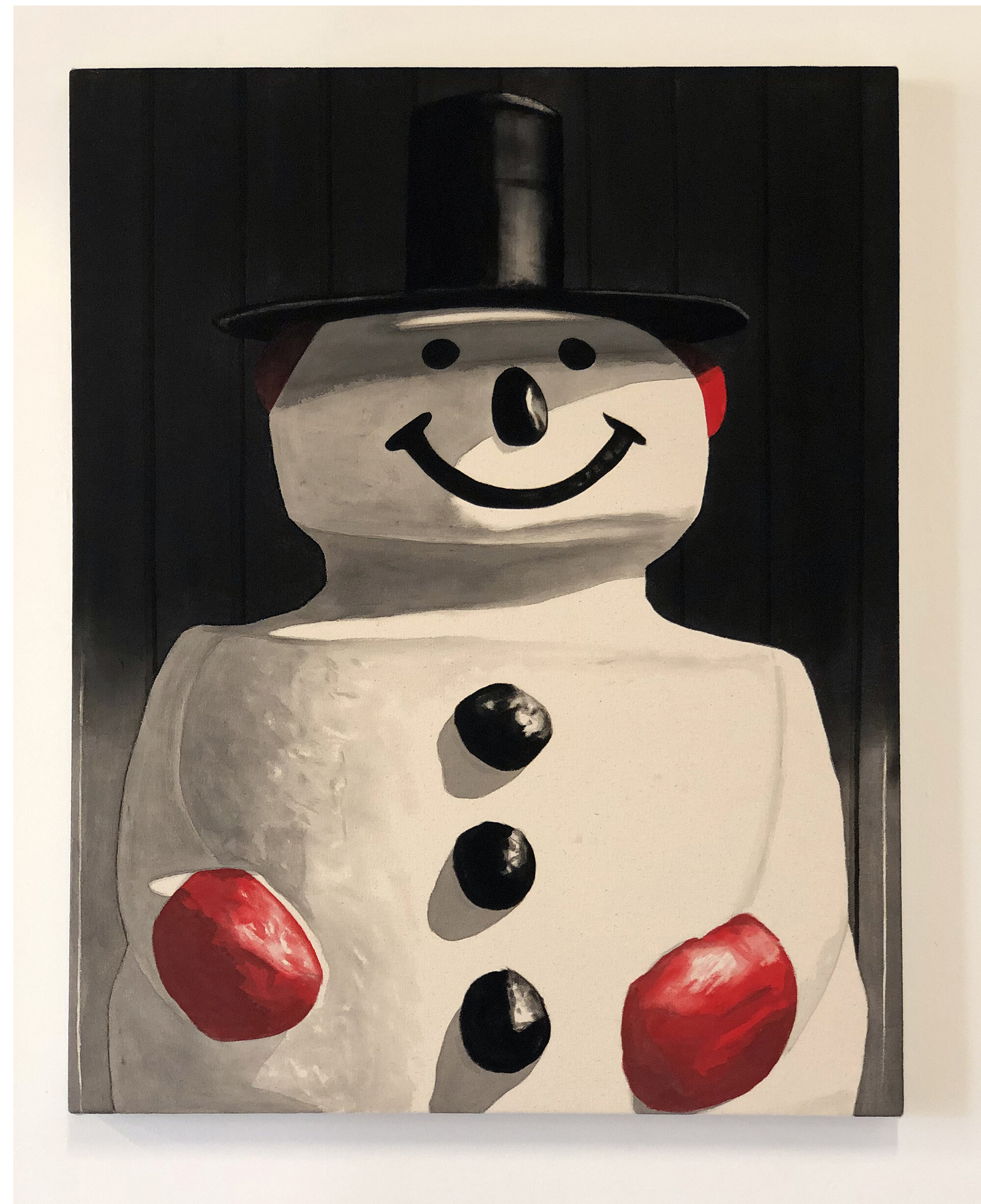   Snowman (I) , 2020 Black gesso and acrylic on canvas 24 x 30 inches (61cm x 76cm) 