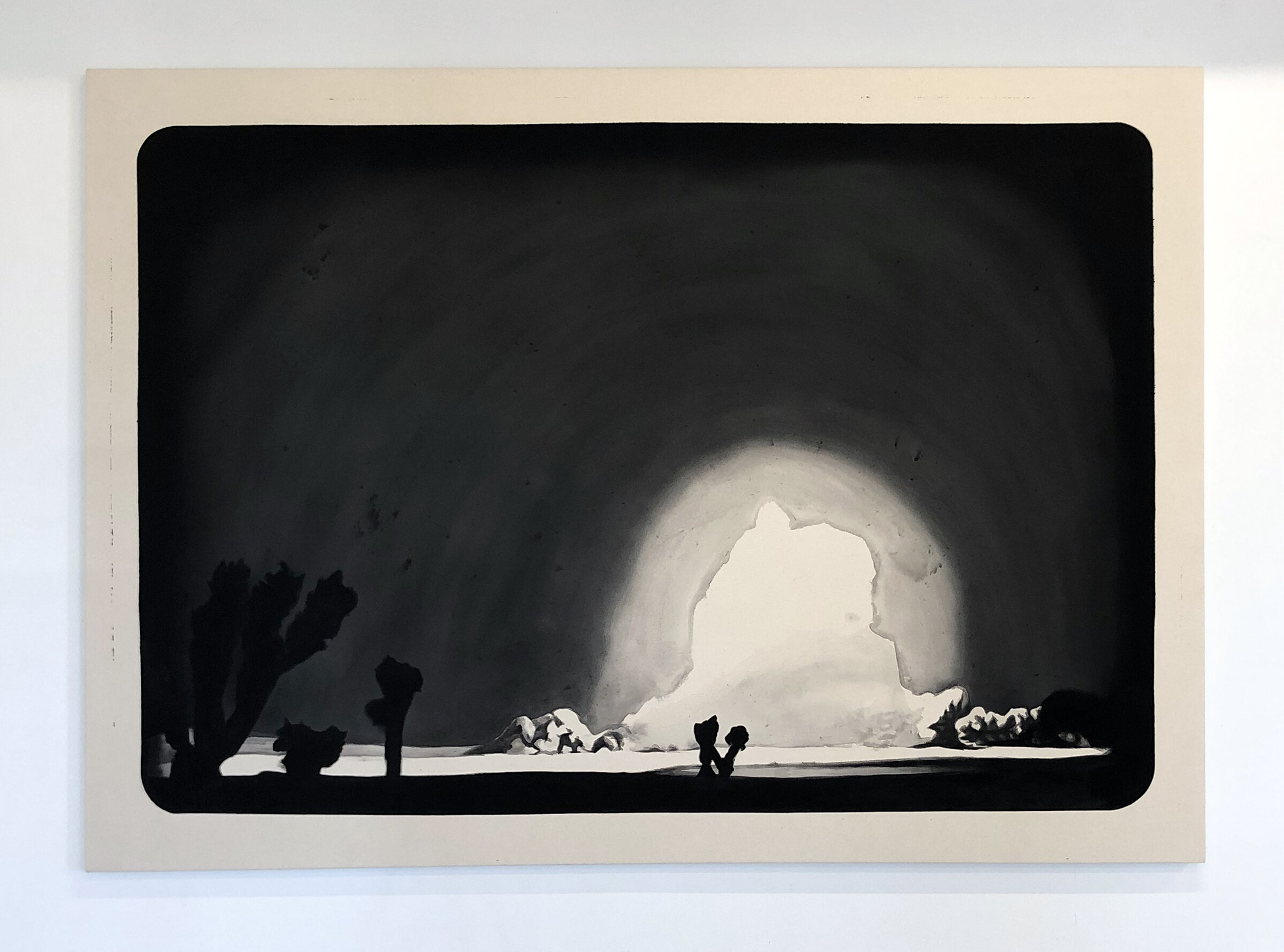   A Set For A Play , 2020 Black gesso on canvas 58 x 80 inches (1.47m x 2.03m) 