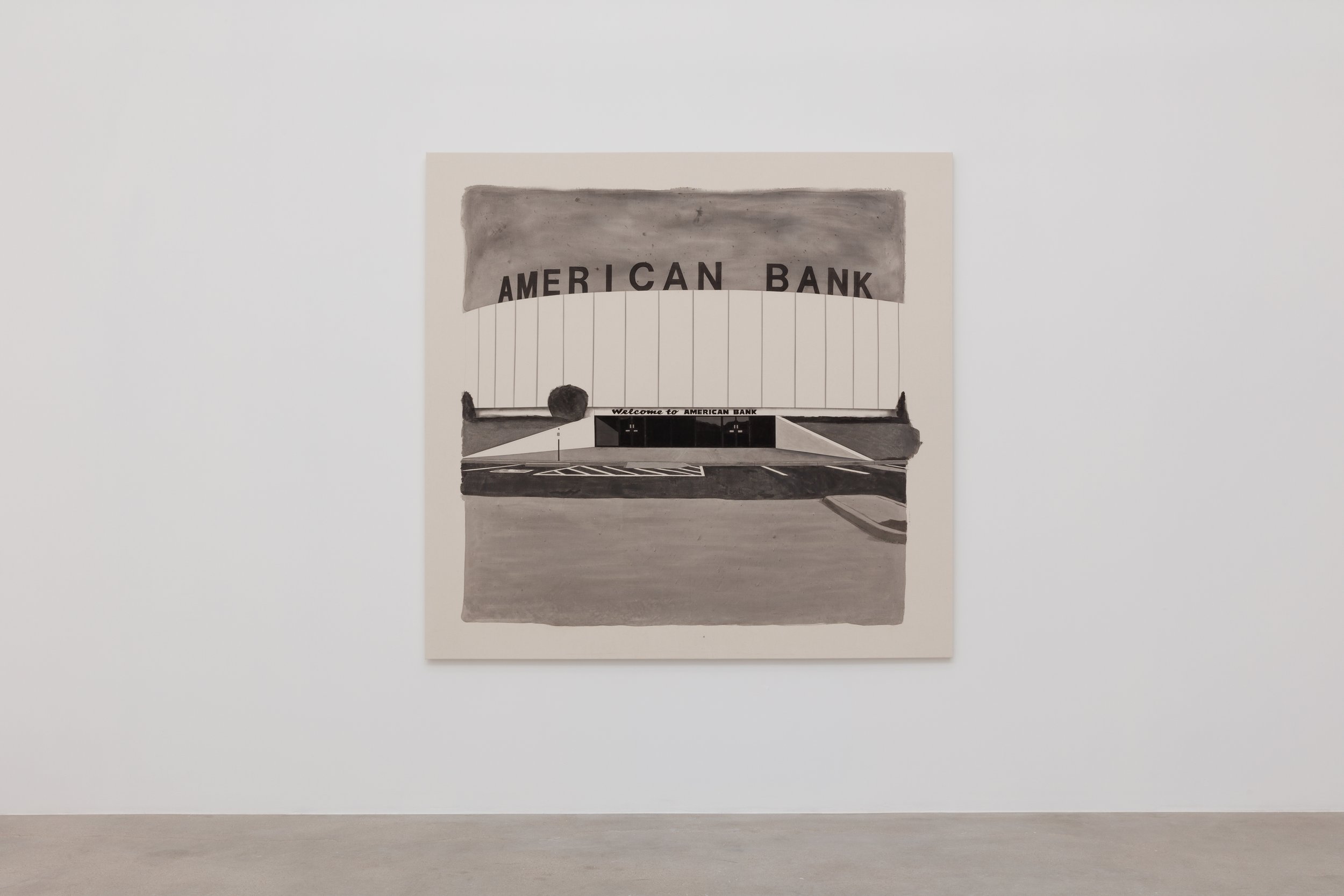  American Bank, 2020 Black gesso on canvas 74 x 77 inches (1.87m x 1.95m) 