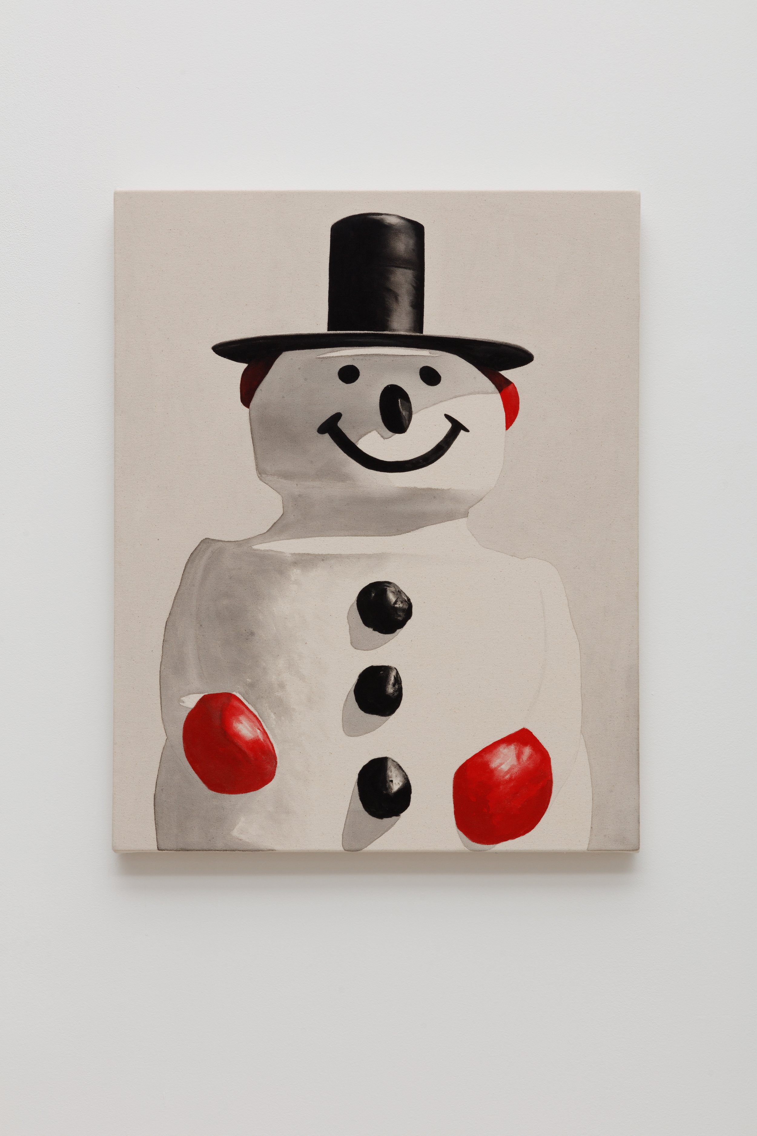   Snowman (II) , 2020 Black gesso and acrylic on canvas 24 x 30 inches (61cm x 76cm) 