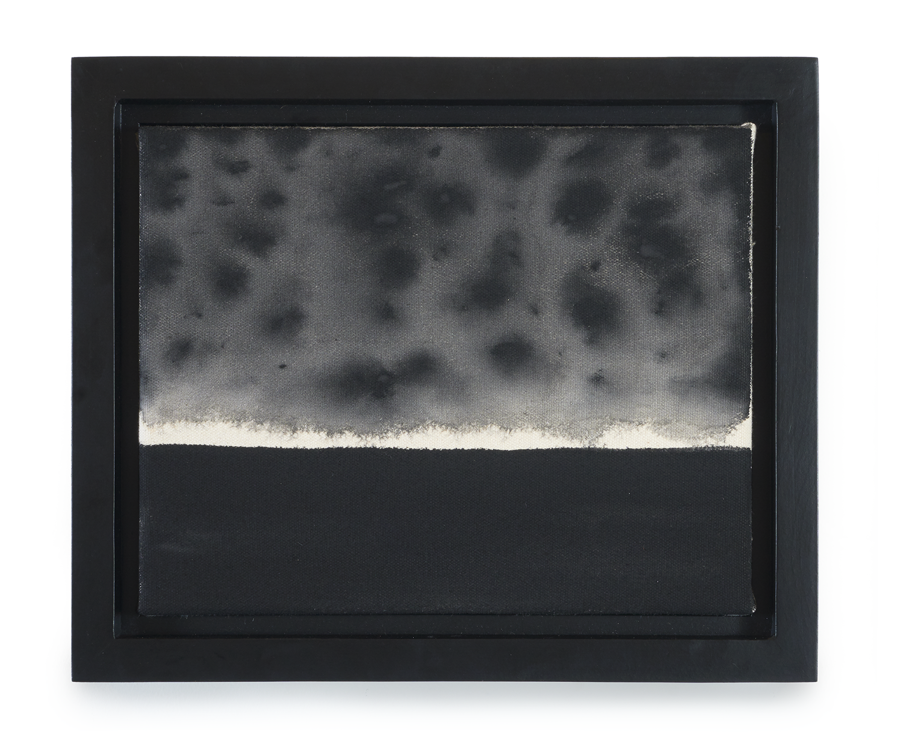   Untitled (fire) , from Transcendental Series, 2022 Black gesso on raw canvas 8 x 10 inches (20.3cm x 25.4cm) 