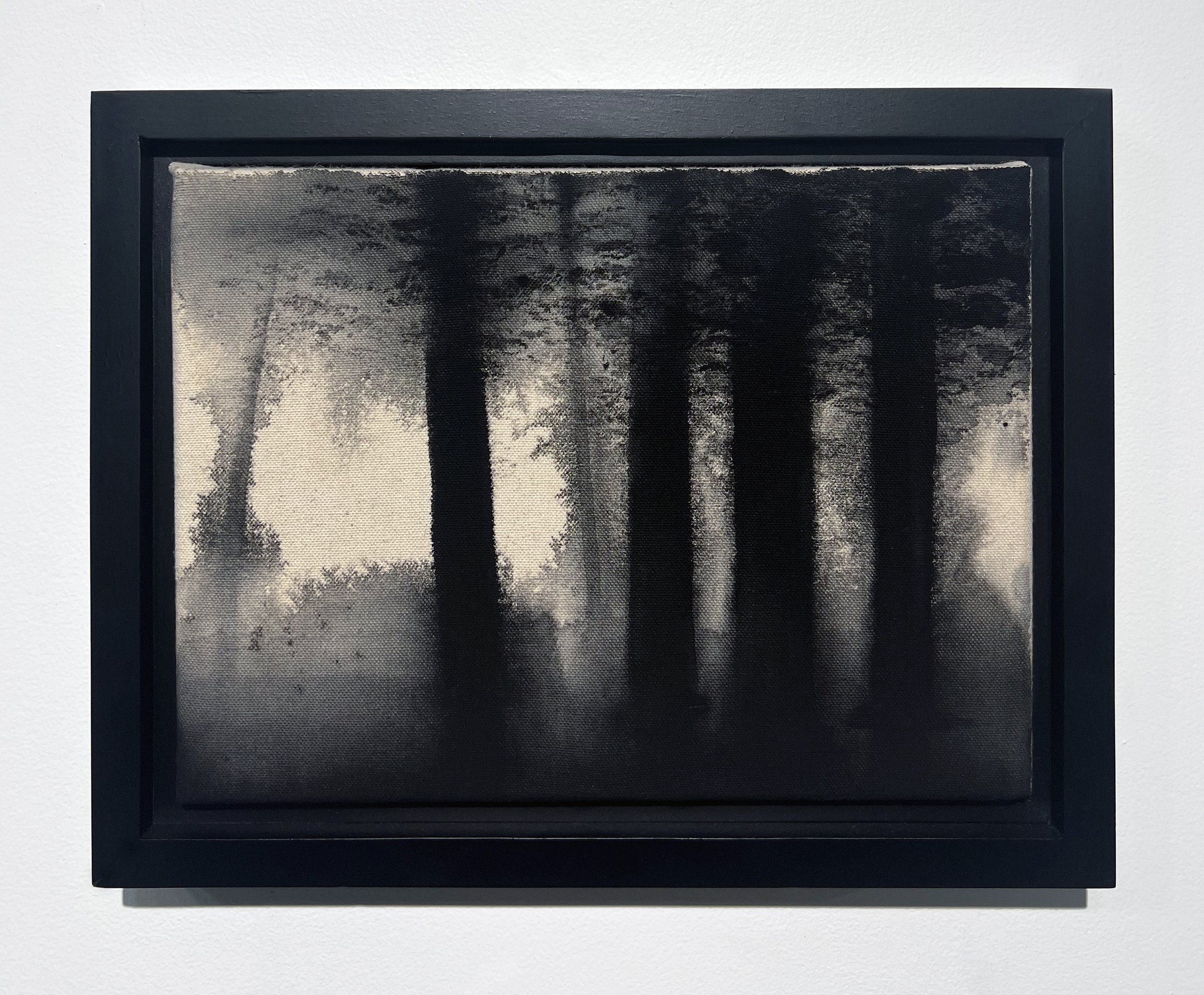  Untitled (forest) , from Transcendental Series, 2022 Black gesso on raw canvas 9 x 12 inches (23cm x 30.5cm) 