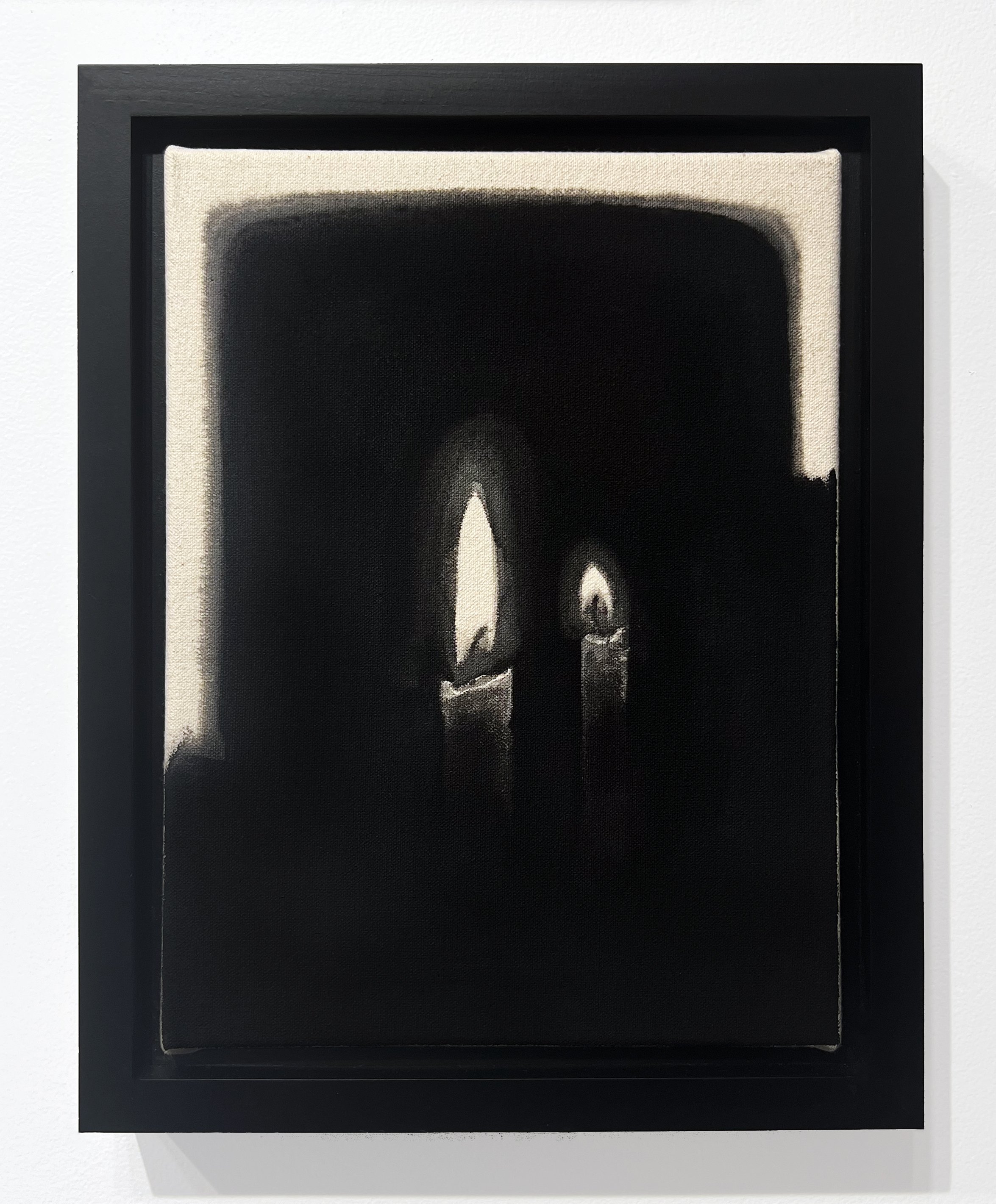   Untitled (candlelight) , from Transcendental Series, 2022 Black gesso on raw canvas 9 x 12 inches (23cm x 30.5cm) 