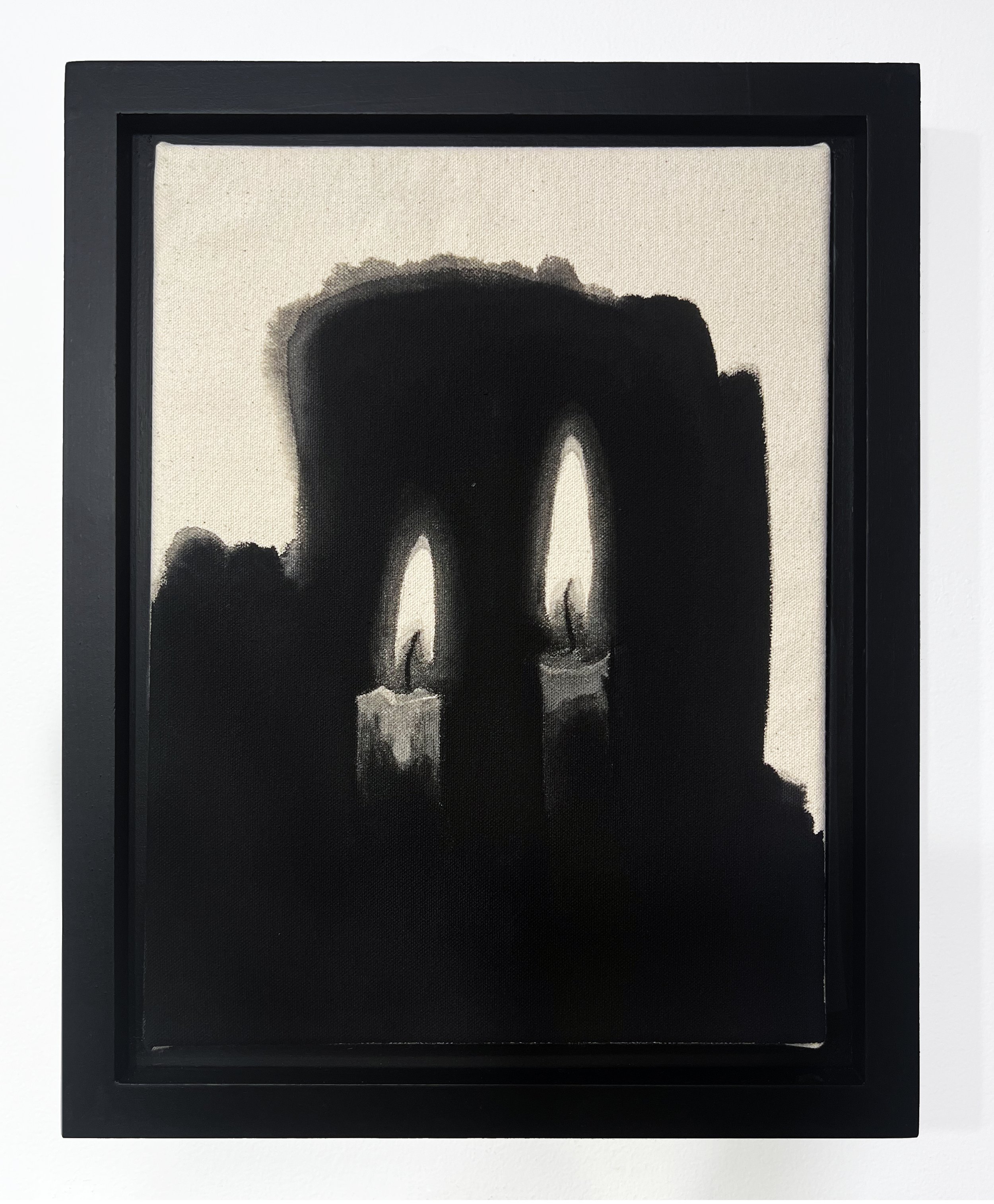   Untitled (candlelight) , from Transcendental Series, 2022 Black gesso on raw canvas 9 x 12 inches (23cm x 30.5cm) 