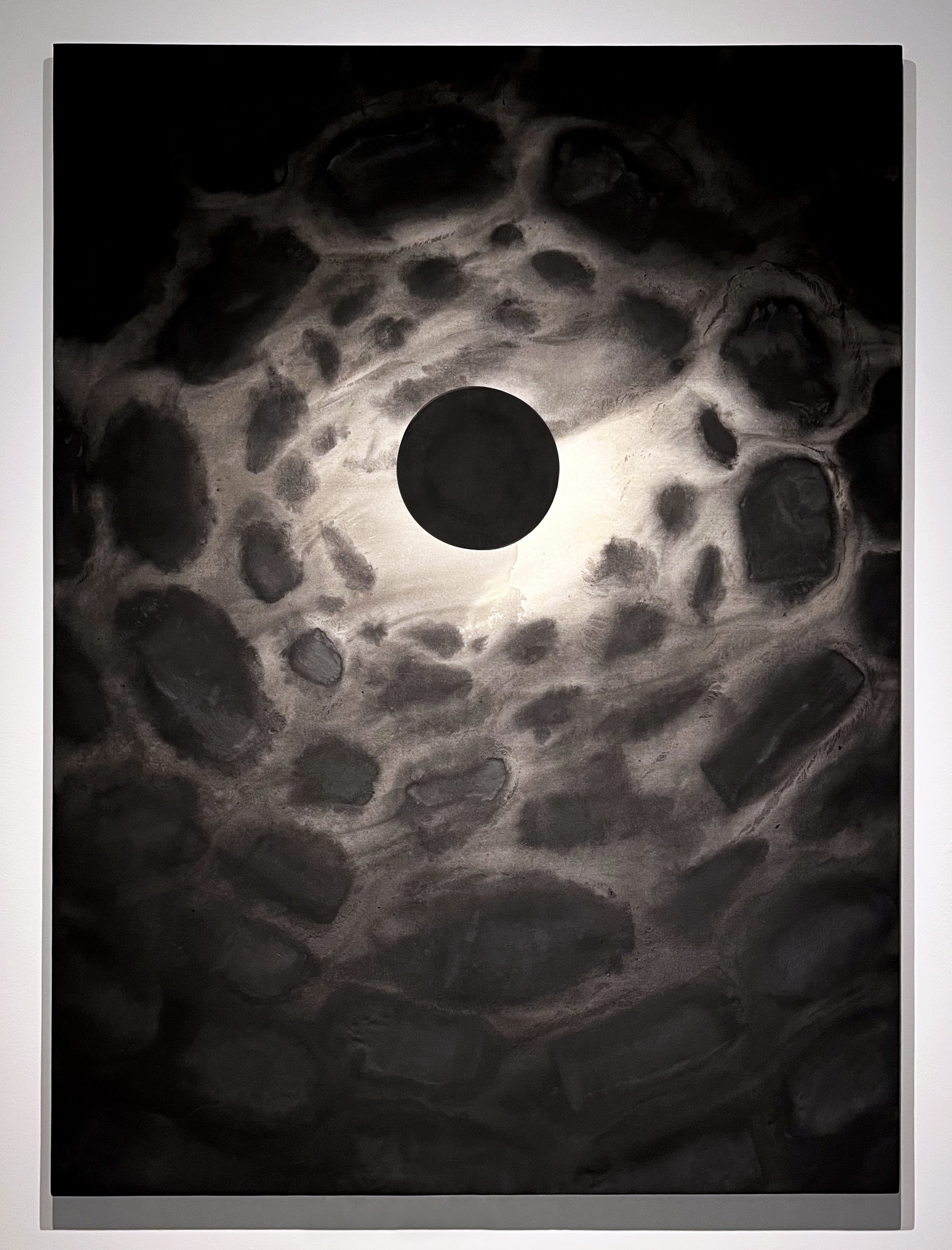  Untitled (Black Sun), 2023 Black gesso on canvas 54 x 74 inches (137cm x 188cm) 