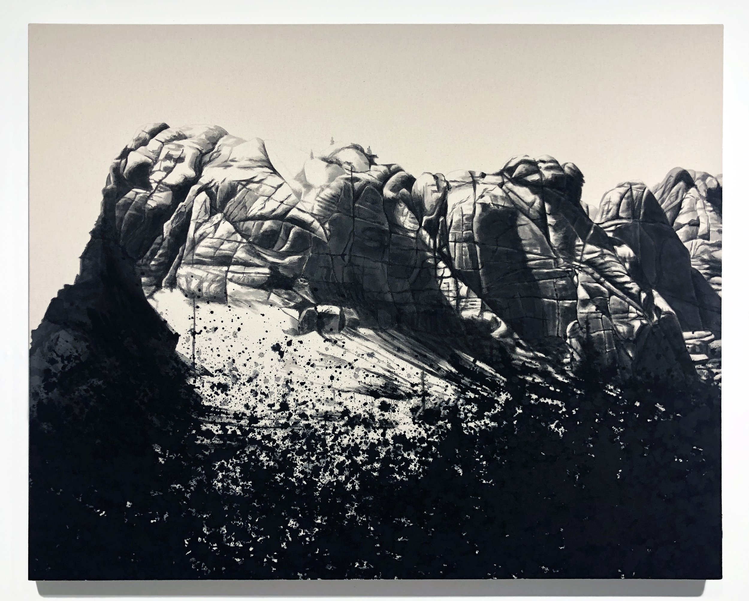   Preface (Rushmore) , 2021 Black gesso on raw canvas 39.5 x 31.5 inches (100 x 80cm) 