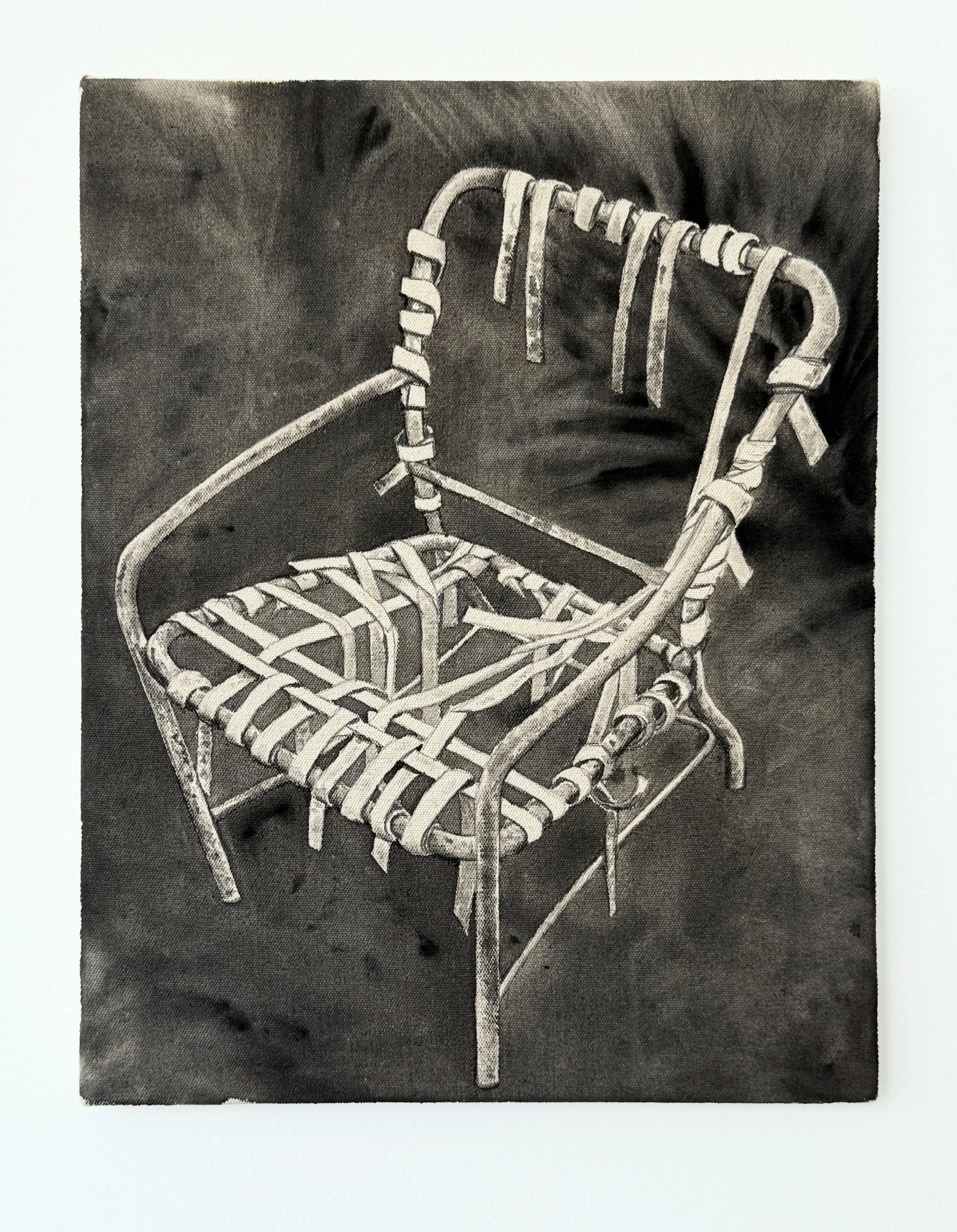   La Silla (The Chair) , 2026 black gesso on canvas 14 × 18 in (36 × 46 cm) 