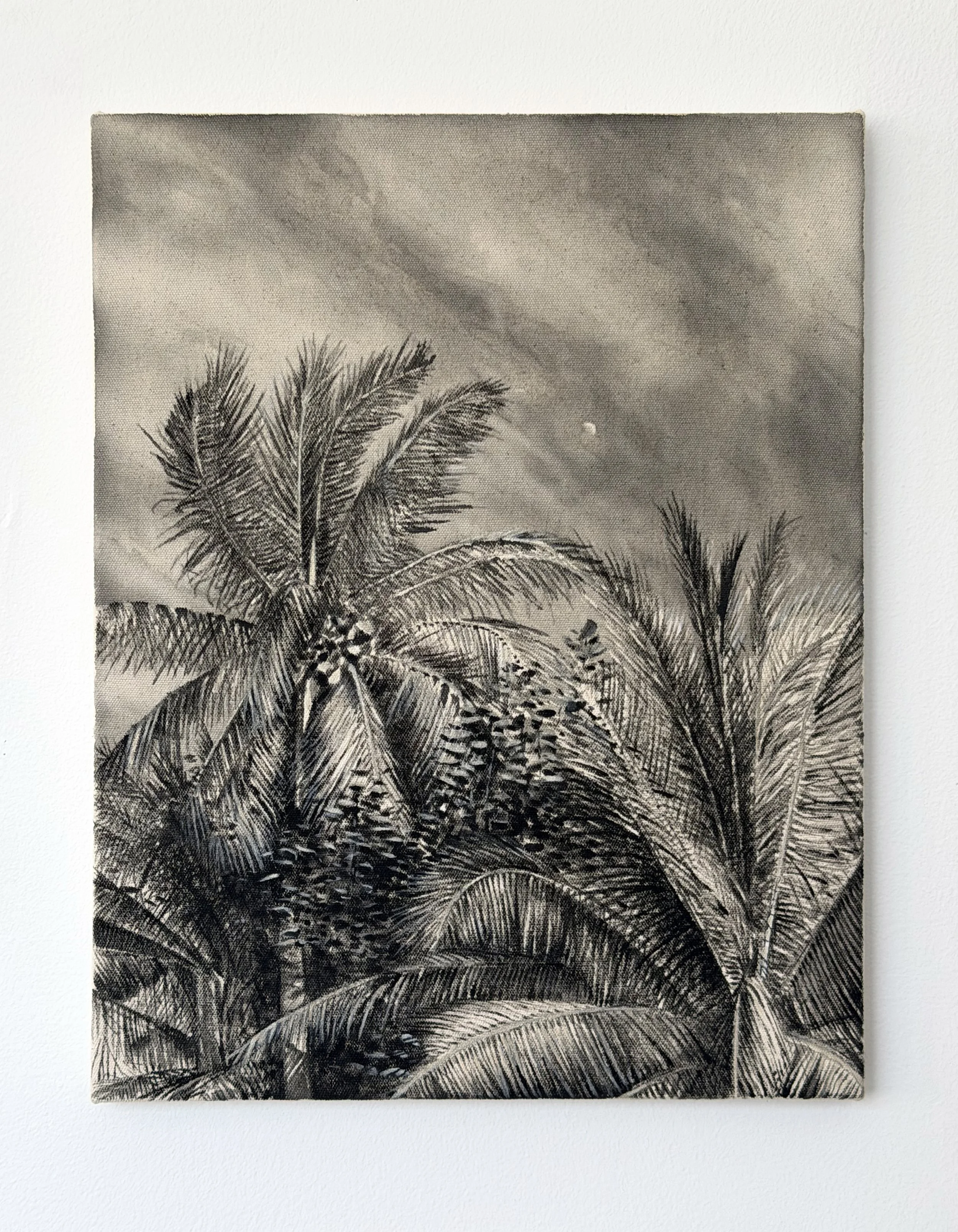   Luquillo , 2026 black gesso on canvas 14 × 18 in (36 × 46 cm) 
