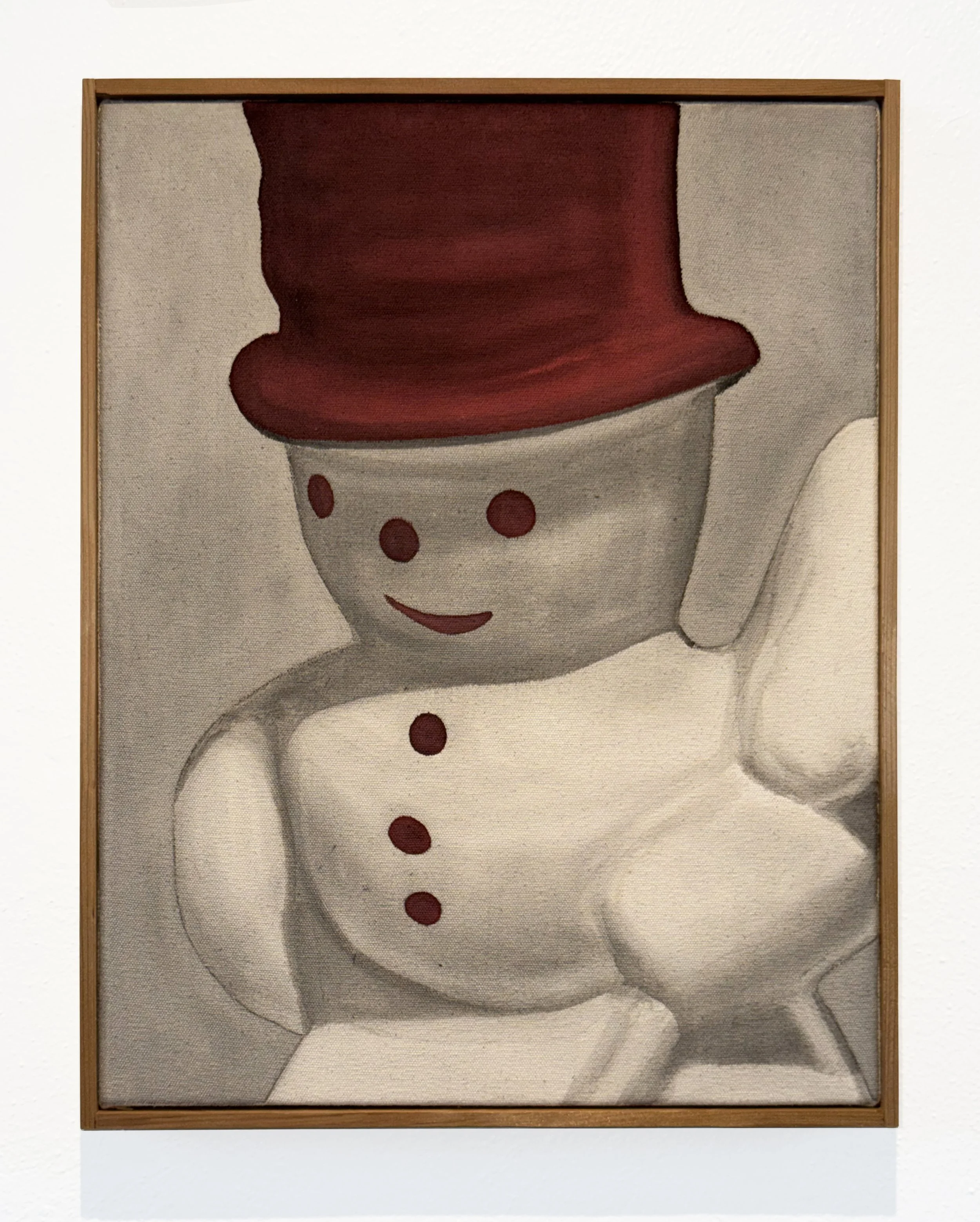   Figurine , 2026 black gesso and acrylic stain on canvas 14 × 18 in (36 × 46 cm) in artist-made western cedar frame 