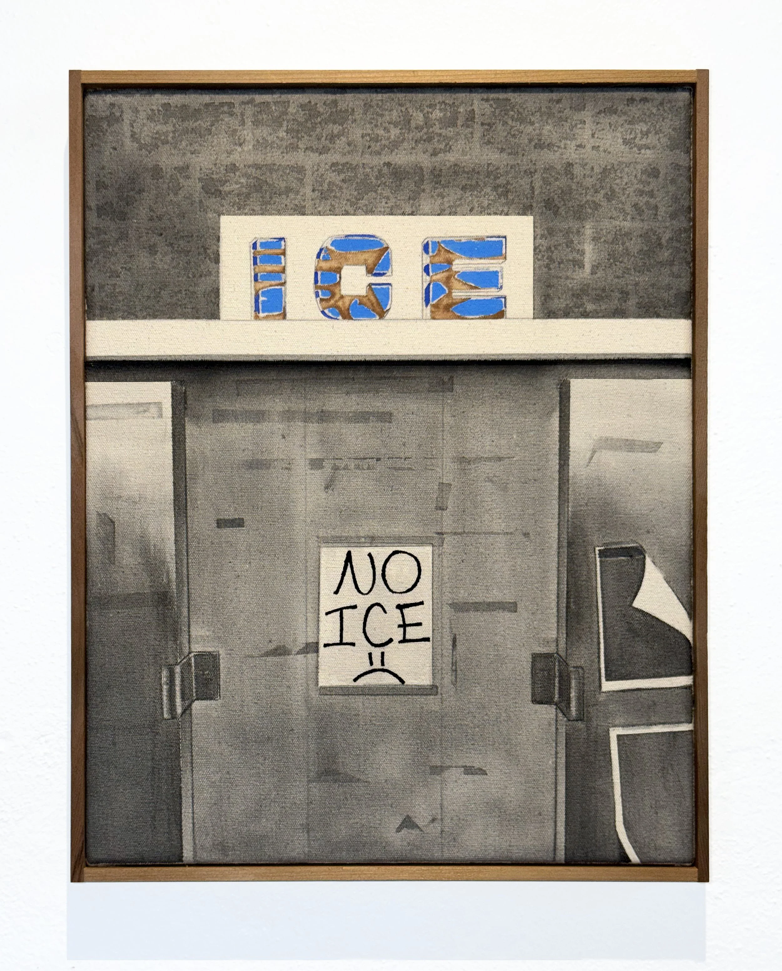   Ice (No Ice), Dollar General, Marfa, Sep 2024 , 2026 black gesso and acrylic on canvas 14 × 18 in (36 × 46 cm) in artist-made western cedar frame 