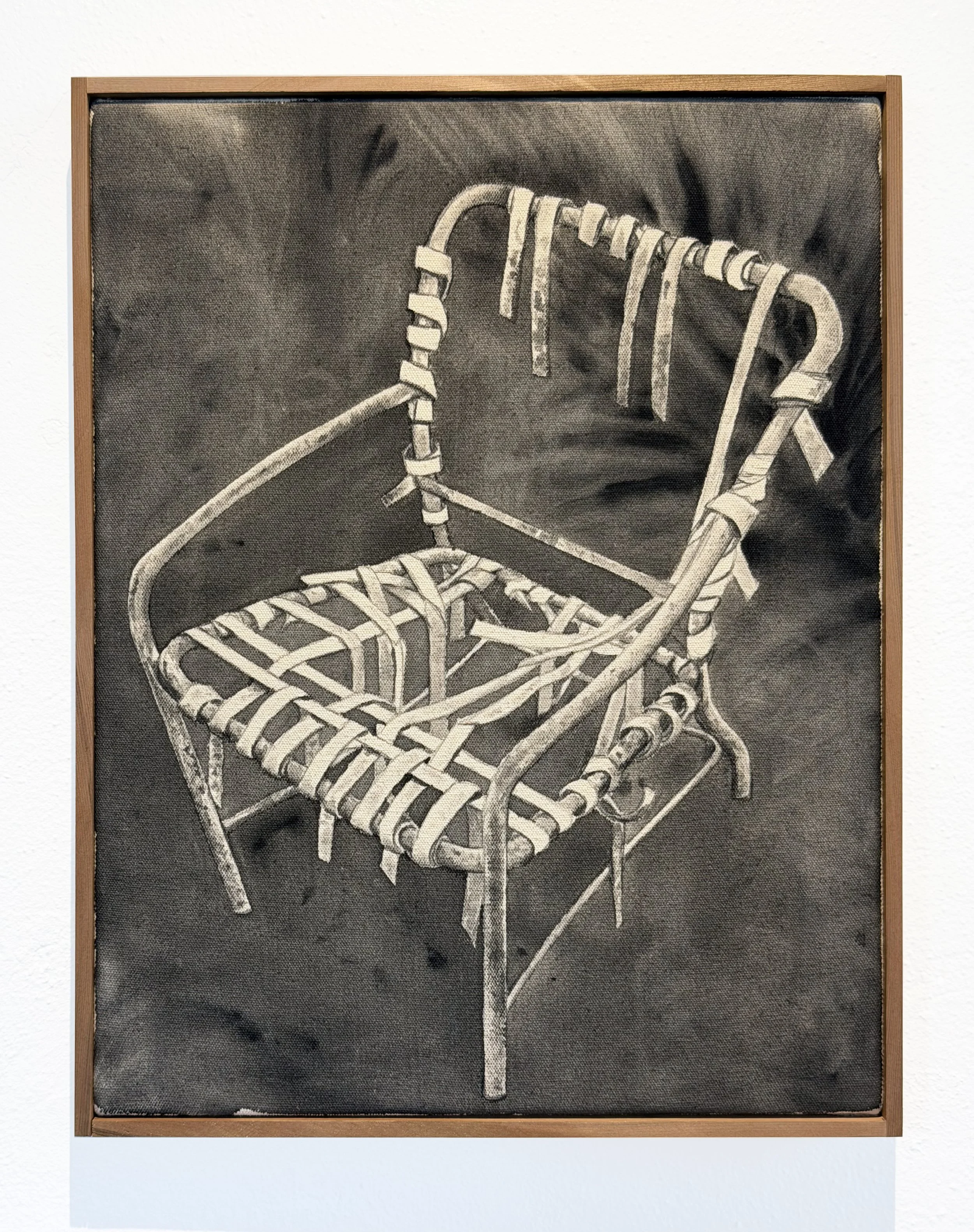   La Silla (The Chair) , 2026 black gesso on canvas 14 × 18 in (36 × 46 cm) in artist-made western cedar frame 