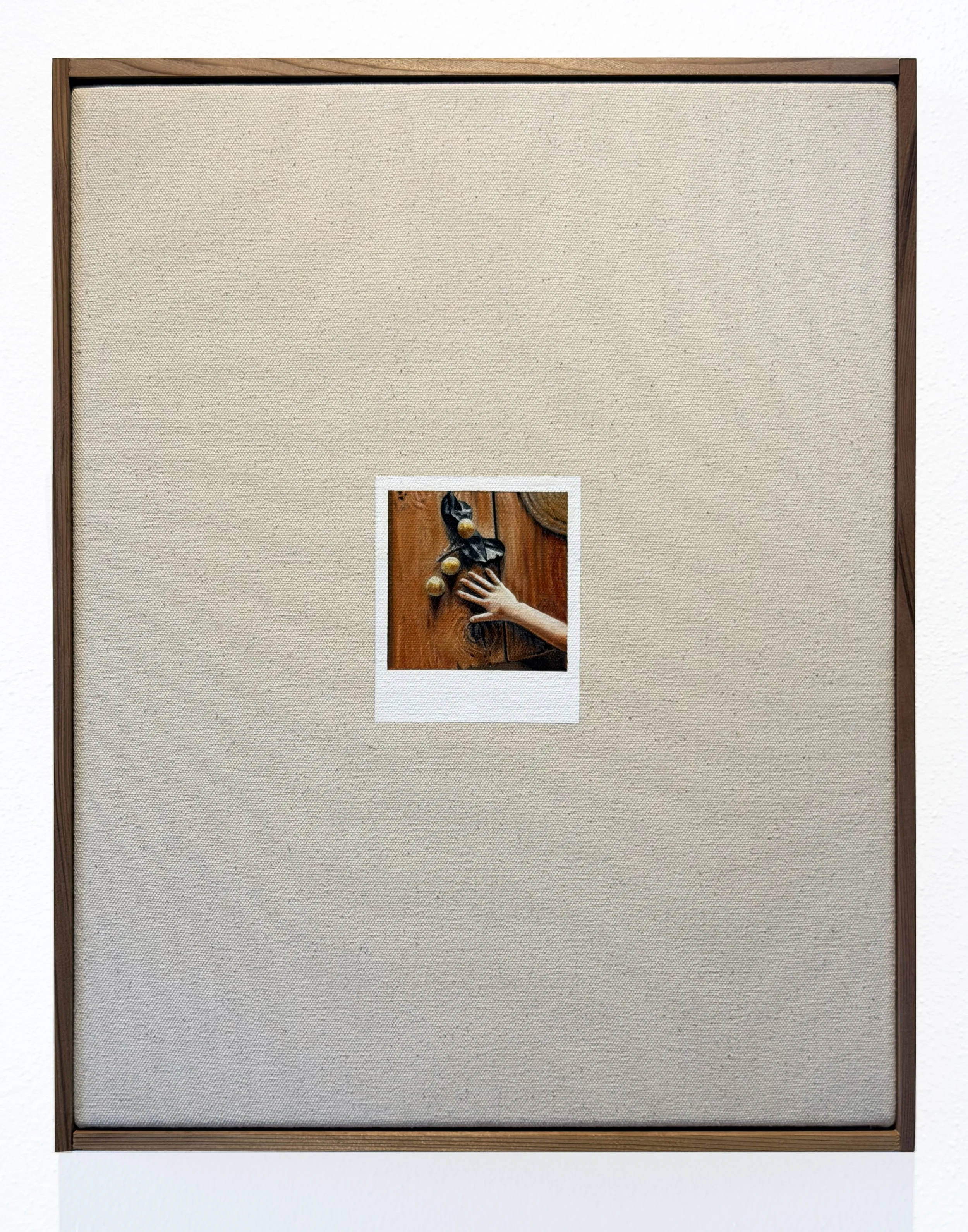   Still Life with Paloma’s Hand and Apricots, Tesuque , 2026 Oil and gesso on canvas 14 × 18 inches (36 × 46 cm) in artist-made western cedar frame 