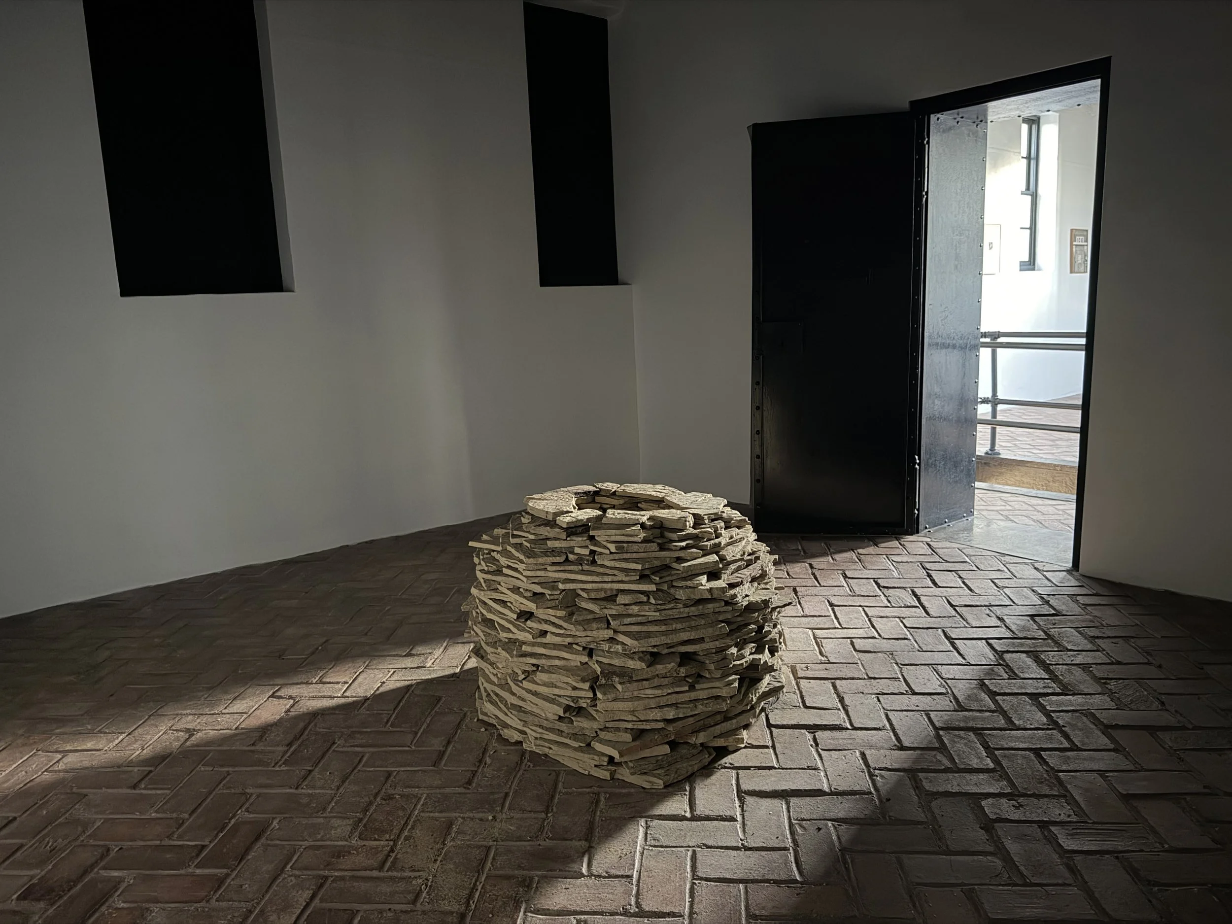   The Well , 2026&nbsp; Limestone Site-specific installation&nbsp;from  Willie Binnie: Wishing Well  at Old Jail Art Center, a former 19th century jailhouse in west Texas 38 × 30 inches&nbsp; 